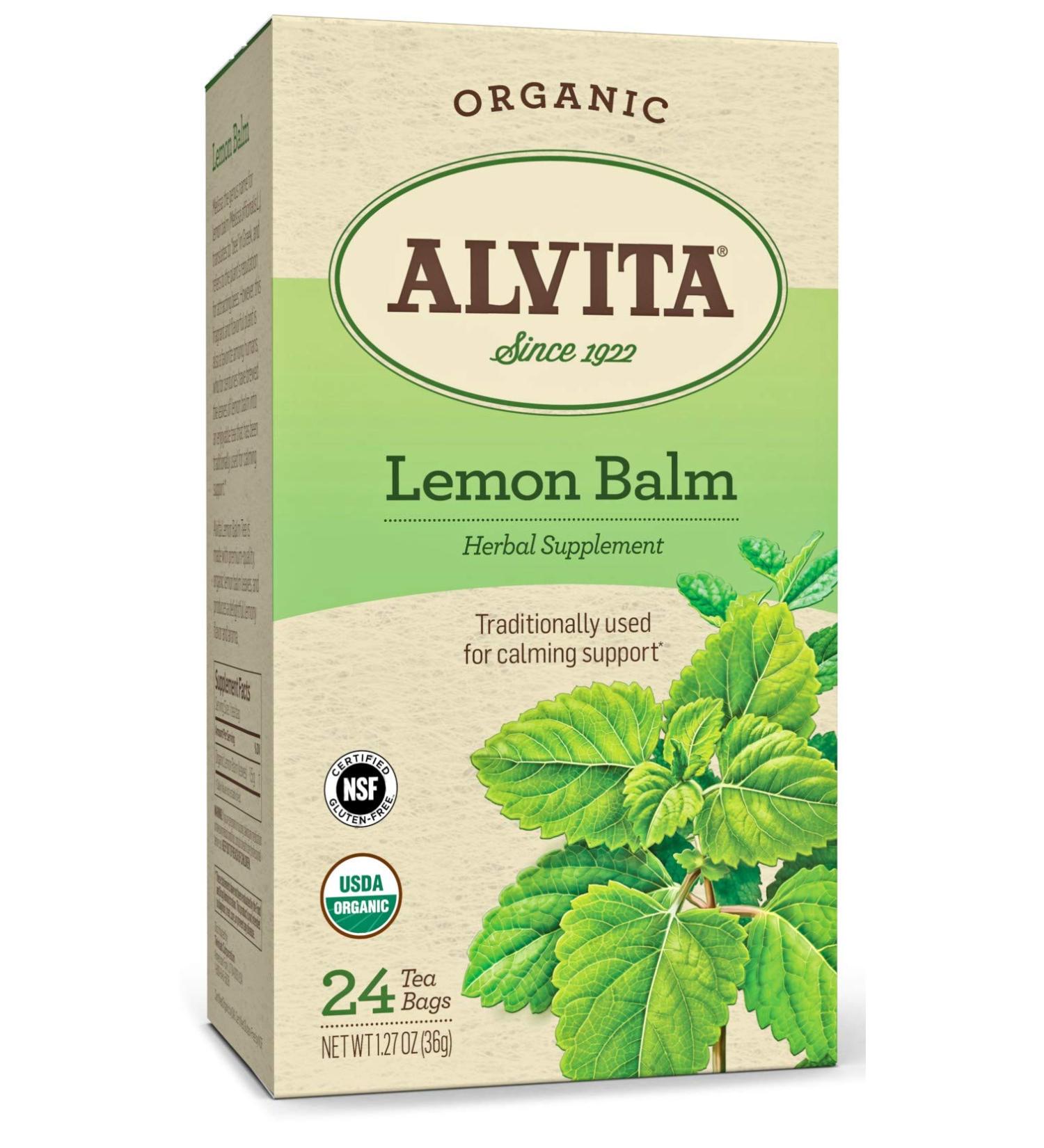 Alvita Organic Lemon Balm Herbal Tea - 24 Premium Tea Bags for Lemony Flavor & Aroma - Buy Online on SooperMarket.com