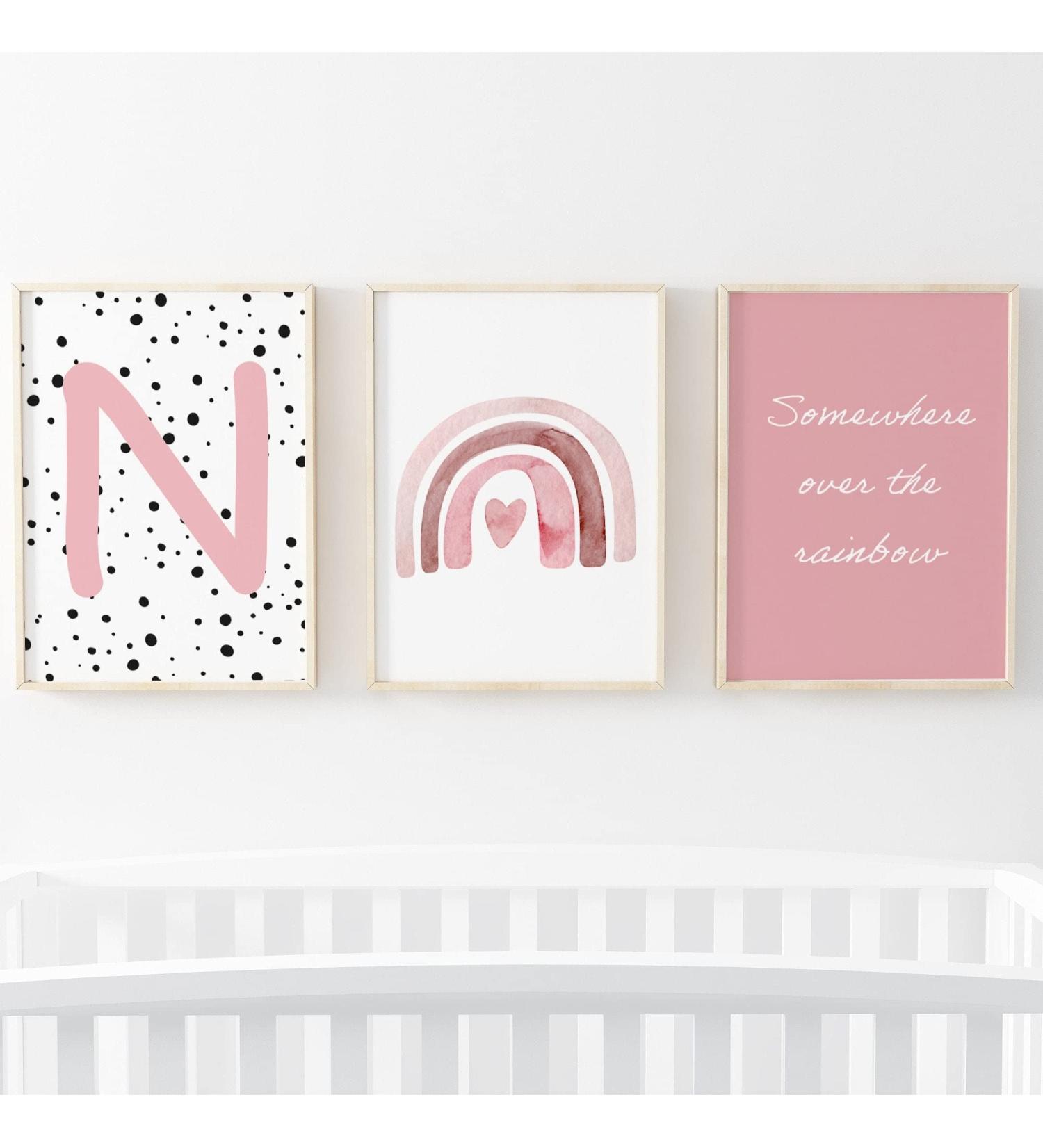 Pompom Prints Set - Rainbow Nursery Decor for Girls Bedroom - Scandi Boho Style - Playroom Wall Art (5x7 Inch, Set of 3) - Buy Online on SooperMarket.com