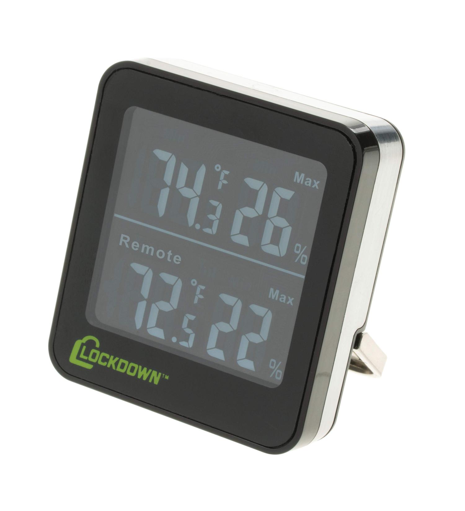 LOCKDOWN Digital Hygrometer - Backlit Screen, Min/Max Reading for Temp and Humidity Monitoring - Wireless - Safes, Rooms, Cases - Buy Online on SooperMarket.com
