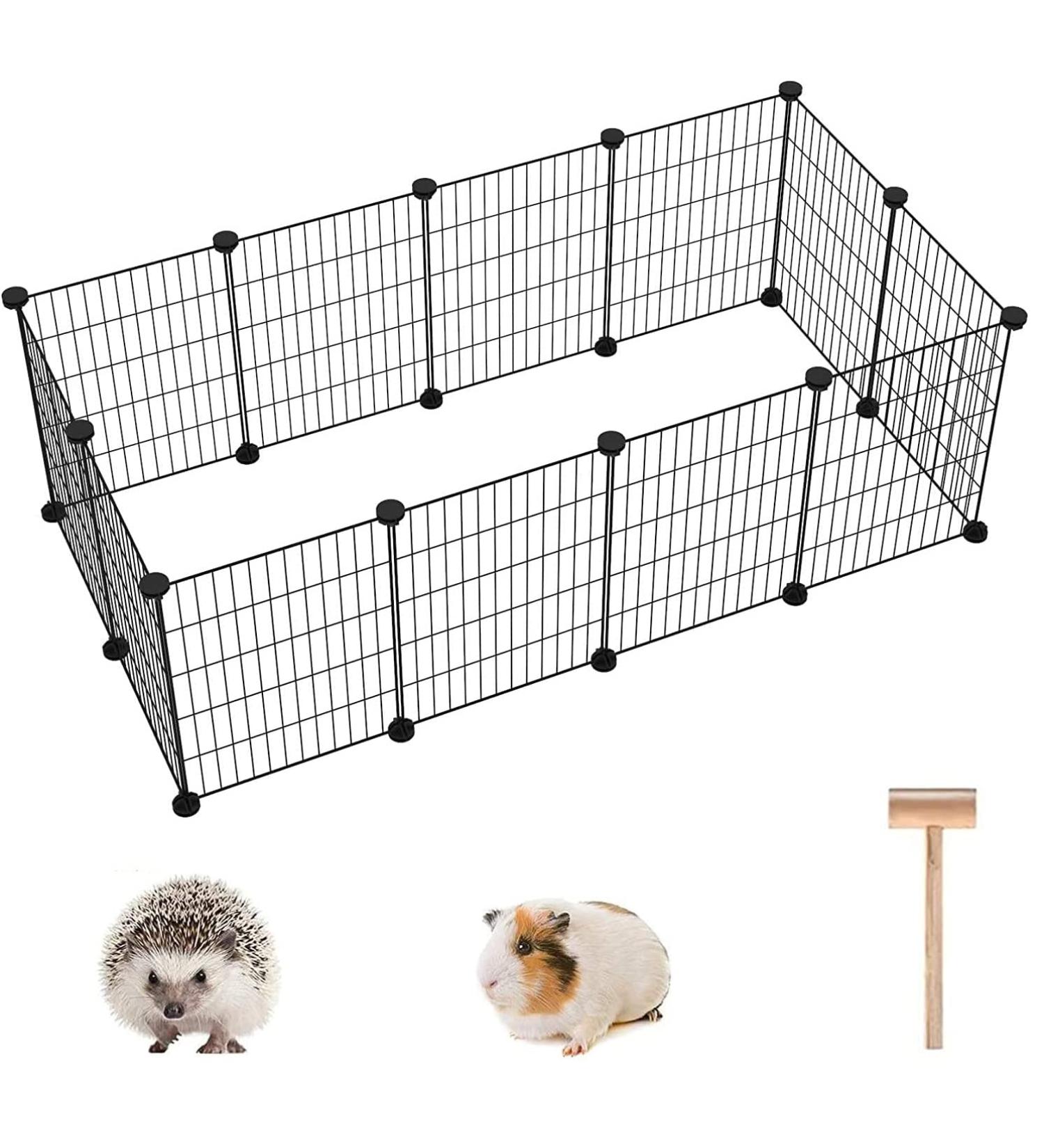 C&AHOME 12 PCS Pet Playpen for Guinea Pigs, Puppy - Portable Indoor Exercise Cage Fence for Small Animals - DIY Metal Yard Fence - Black - Buy Online on SooperMarket.com