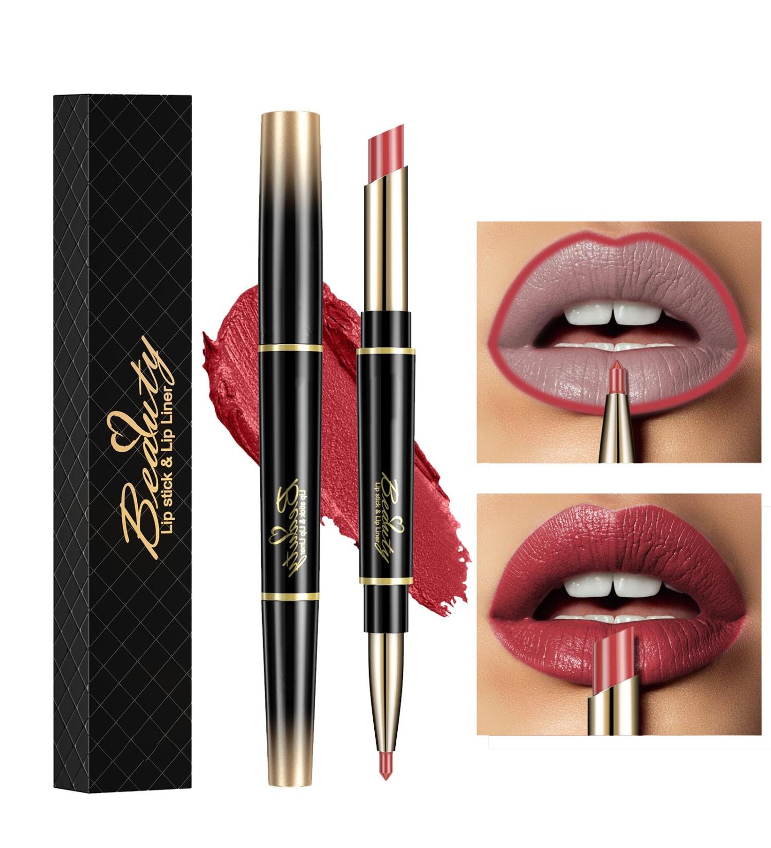 ChaneeHann 2-in-1 Lipstick & Liner Set - Matte Lipstick & Liner Pencil, Waterproof Makeup - Buy Online on SooperMarket.com