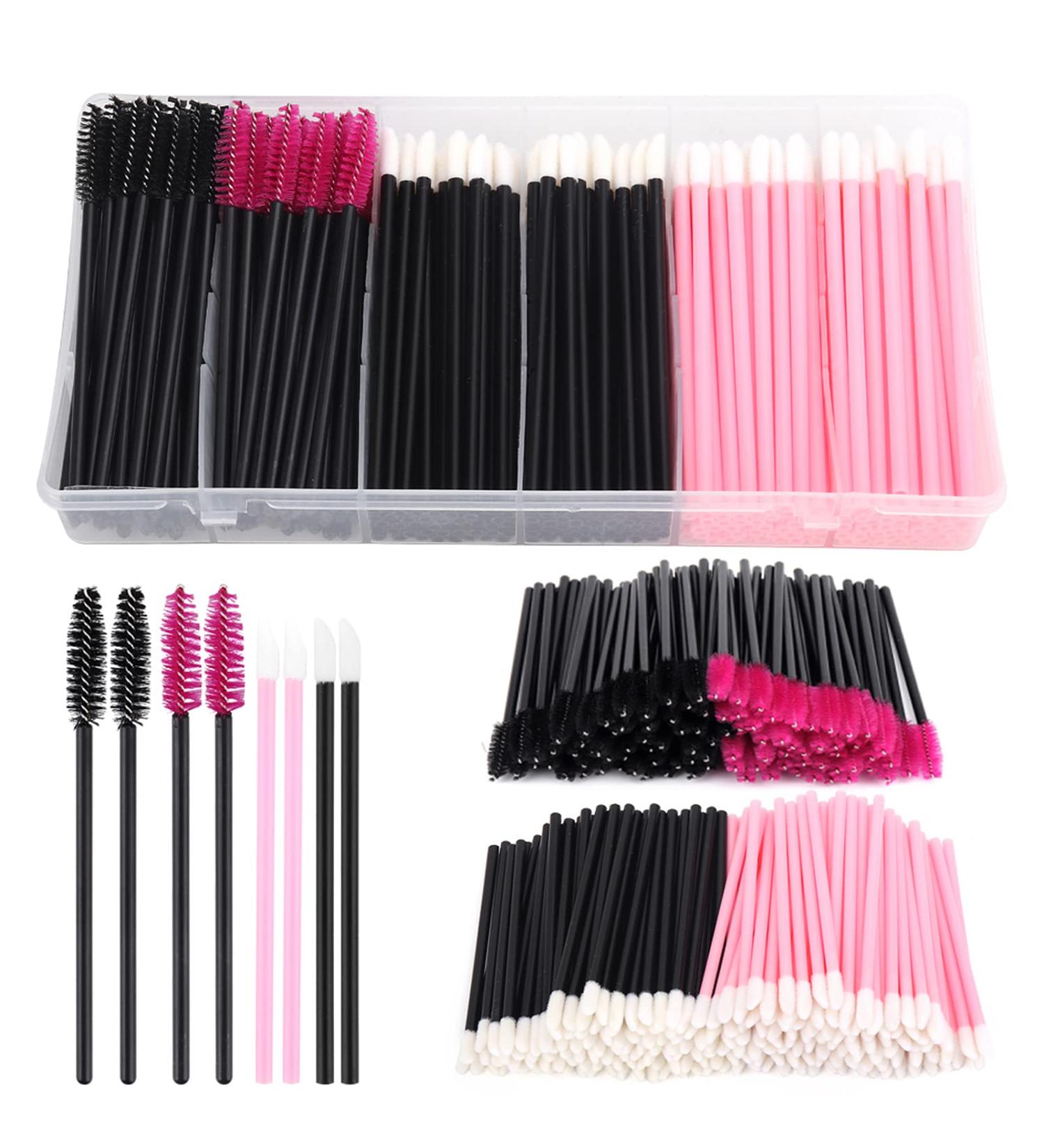 Yokilly 300PCS Disposable Mascara & Lip Wands Set - Makeup Tool Kit with Organizer Box (Black+Pink) - Buy Online on SooperMarket.com