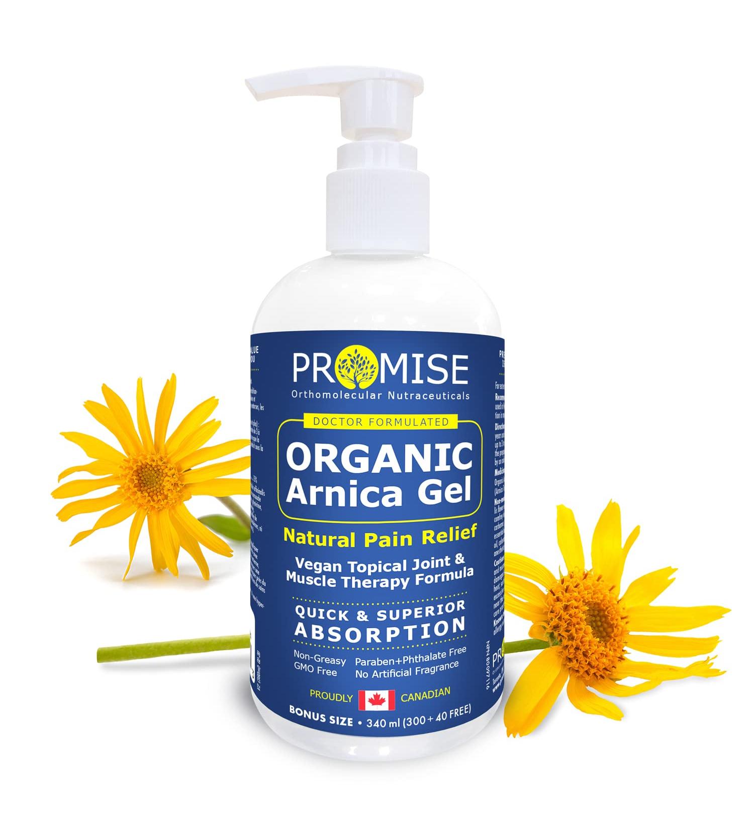 Promise Organic Arnica Gel 340ml (12oz) Instant Soothing Muscle & Joint Pain Relief Reduces Inflammation Arthritis Swelling Joint Pain Topical Organic Arnica Montana Made in Canada 340 ml (Pack of 1) - Buy Online on SooperMarket.com
