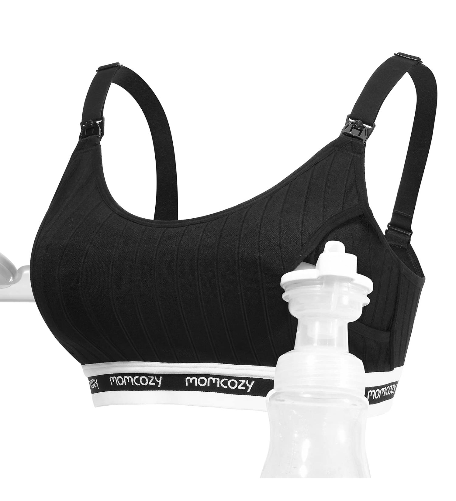 Momcozy Seamless Pumping Bra - Medium Black | Hands-Free Nursing & Pumping Support for Spectra, Lansinoh, Philips Avent & More - Buy Online on SooperMarket.com