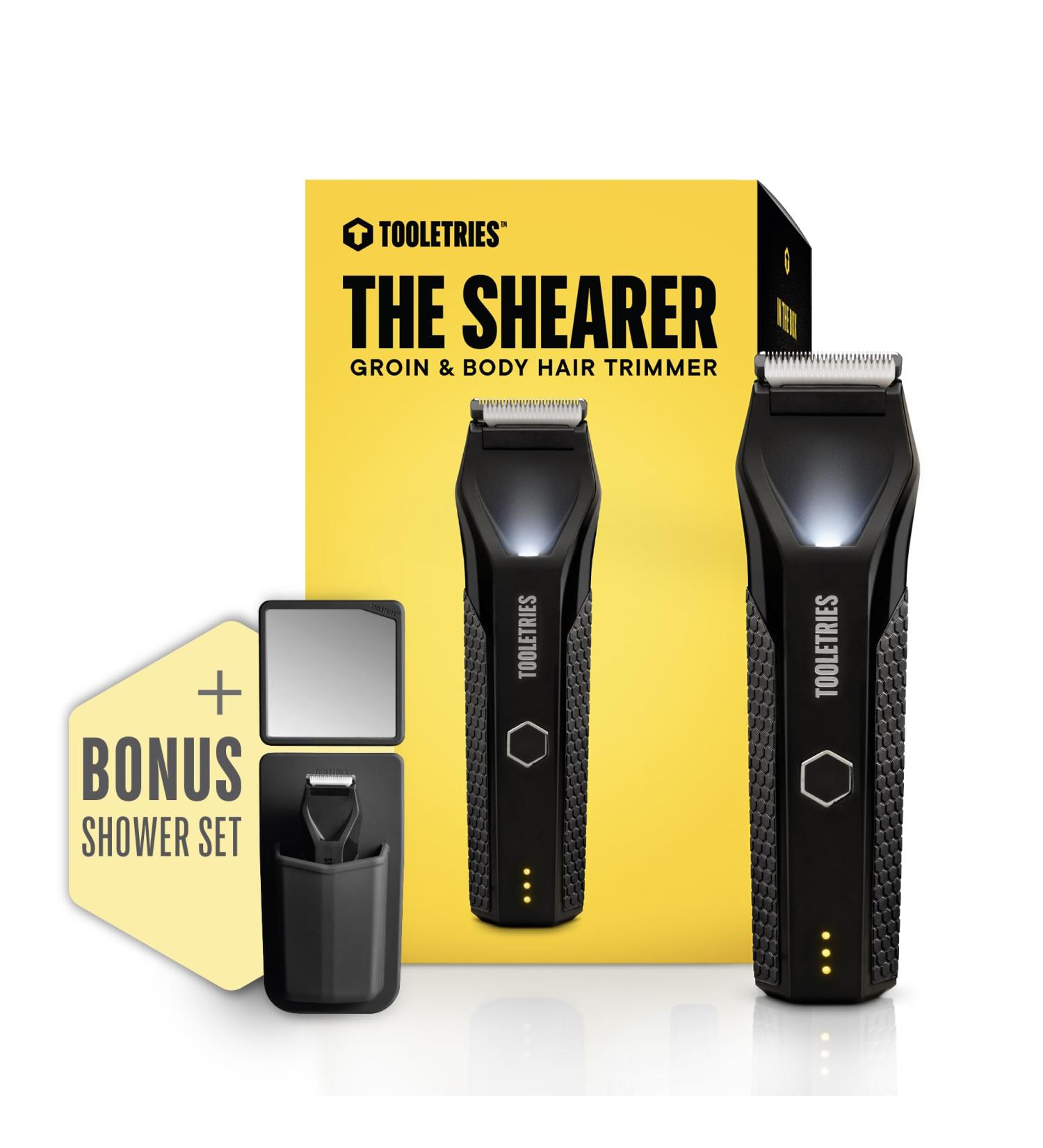 Tooletries The Shearer - Electric Groin & Body Hair Trimmer | Waterproof USB-C Rechargeable Men's Hygiene Shaver with Replaceable Ceramic Blade Heads - Buy Online on SooperMarket.com