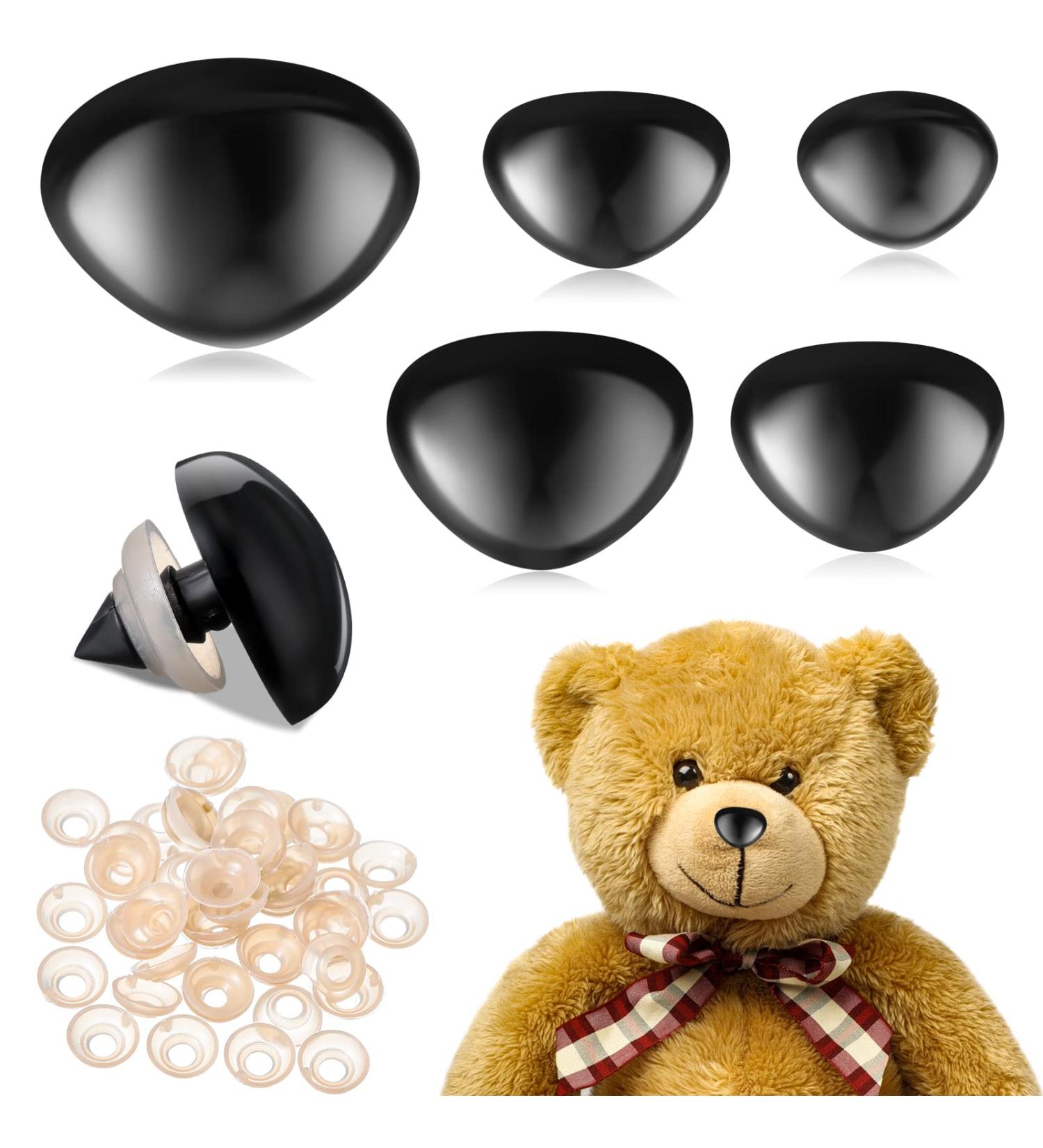 100 Pcs Plastic Safety Noses for Crochet Toys - 15mm to 30mm - Black Glossy Style - Buy Online on SooperMarket.com