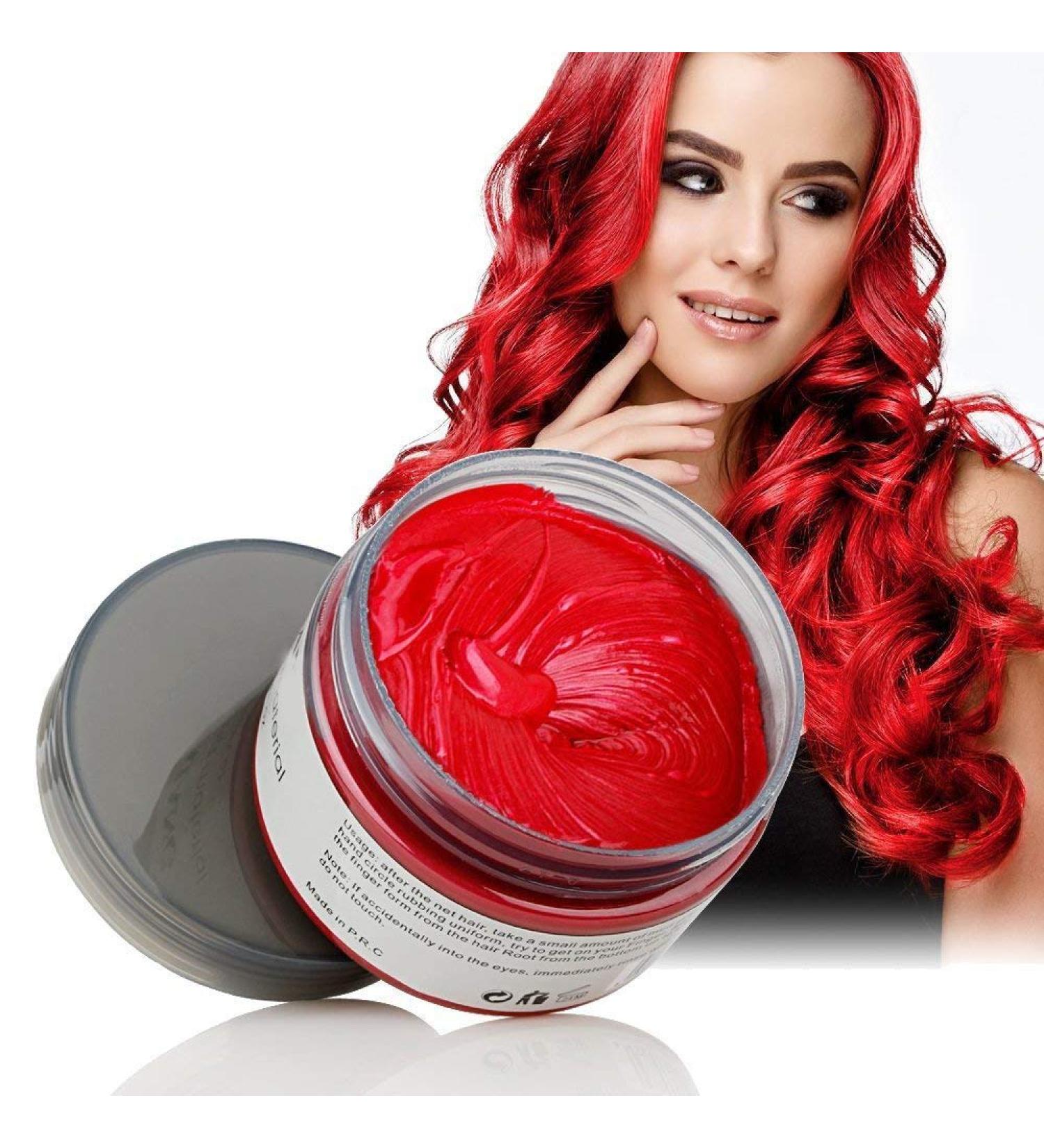 Temporary Hair Wax Color - Washable Hairstyle Dye for Men & Women | Natural Ingredients - 120g Red - Buy Online on SooperMarket.com