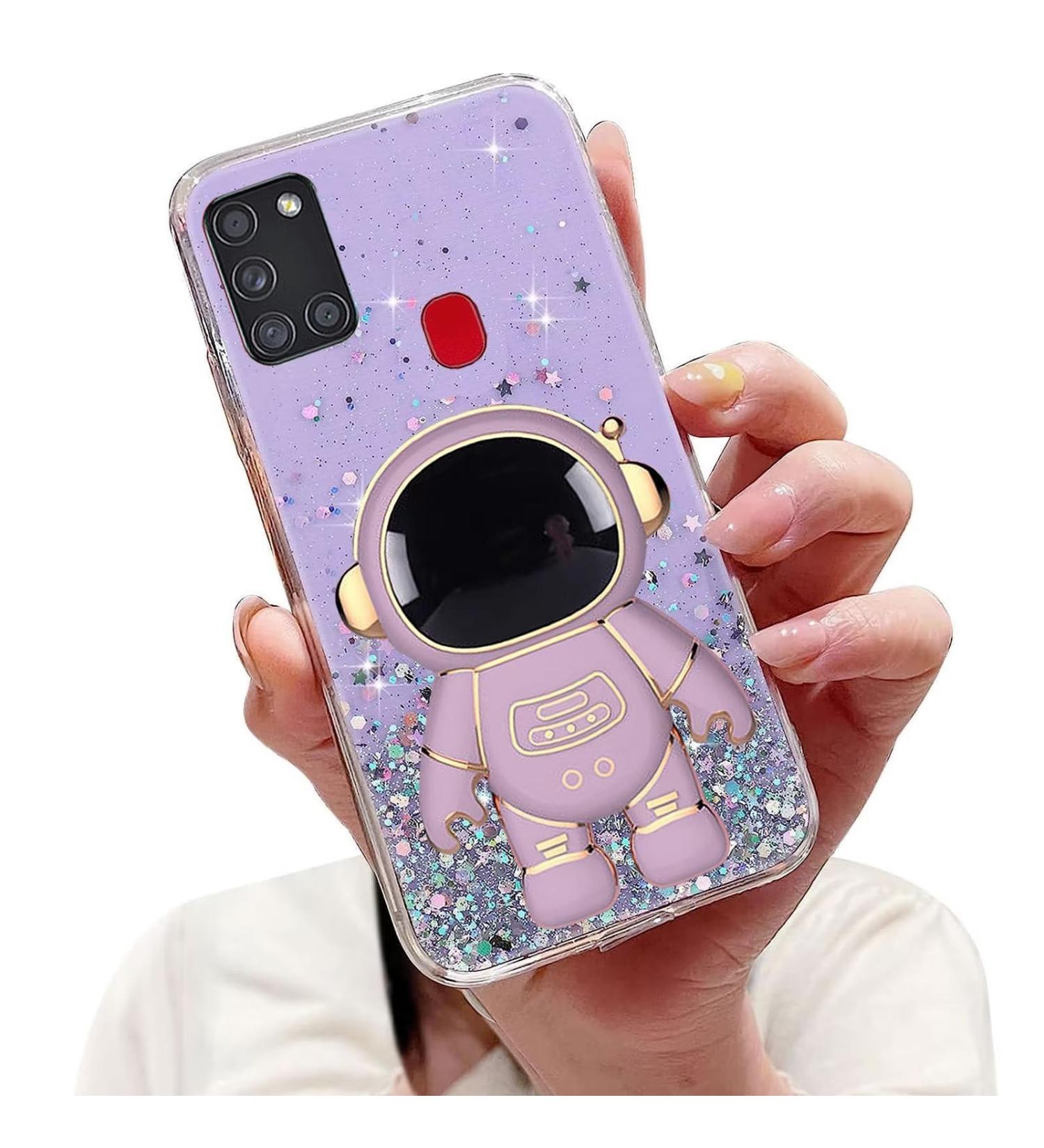 Buy Tivenfezk Nadoli Astronaut Hidden Stand Shell for Samsung Galaxy A21S - Purple Glitter Soft Silicone Case - Buy Online on SooperMarket.com