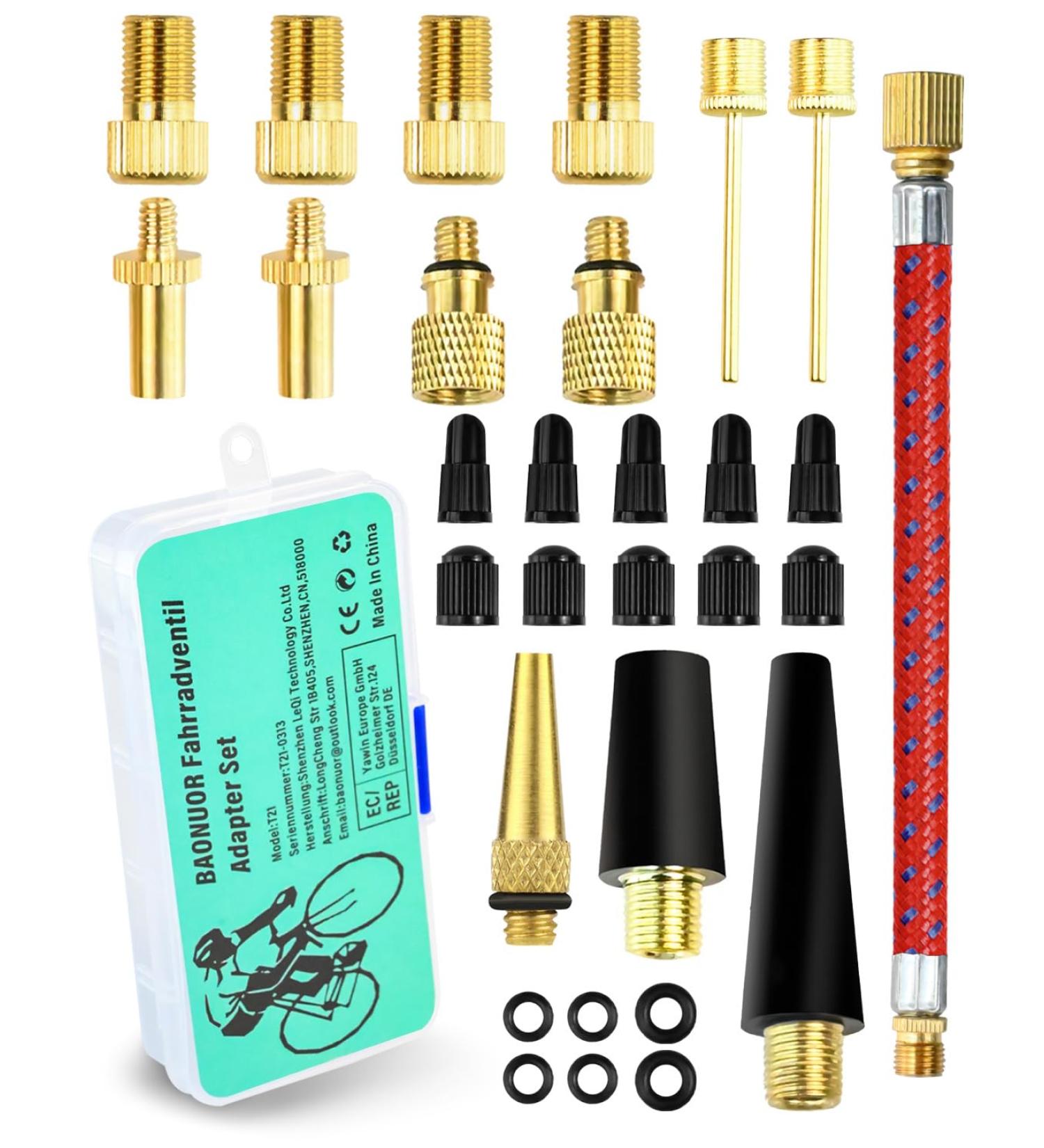 Baonuor Bicycle Valve Adapter Set - French & Schrader Valve Adapter for Easy Pumping | Universal Bicycle Air Pump Solution - Buy Online on SooperMarket.com