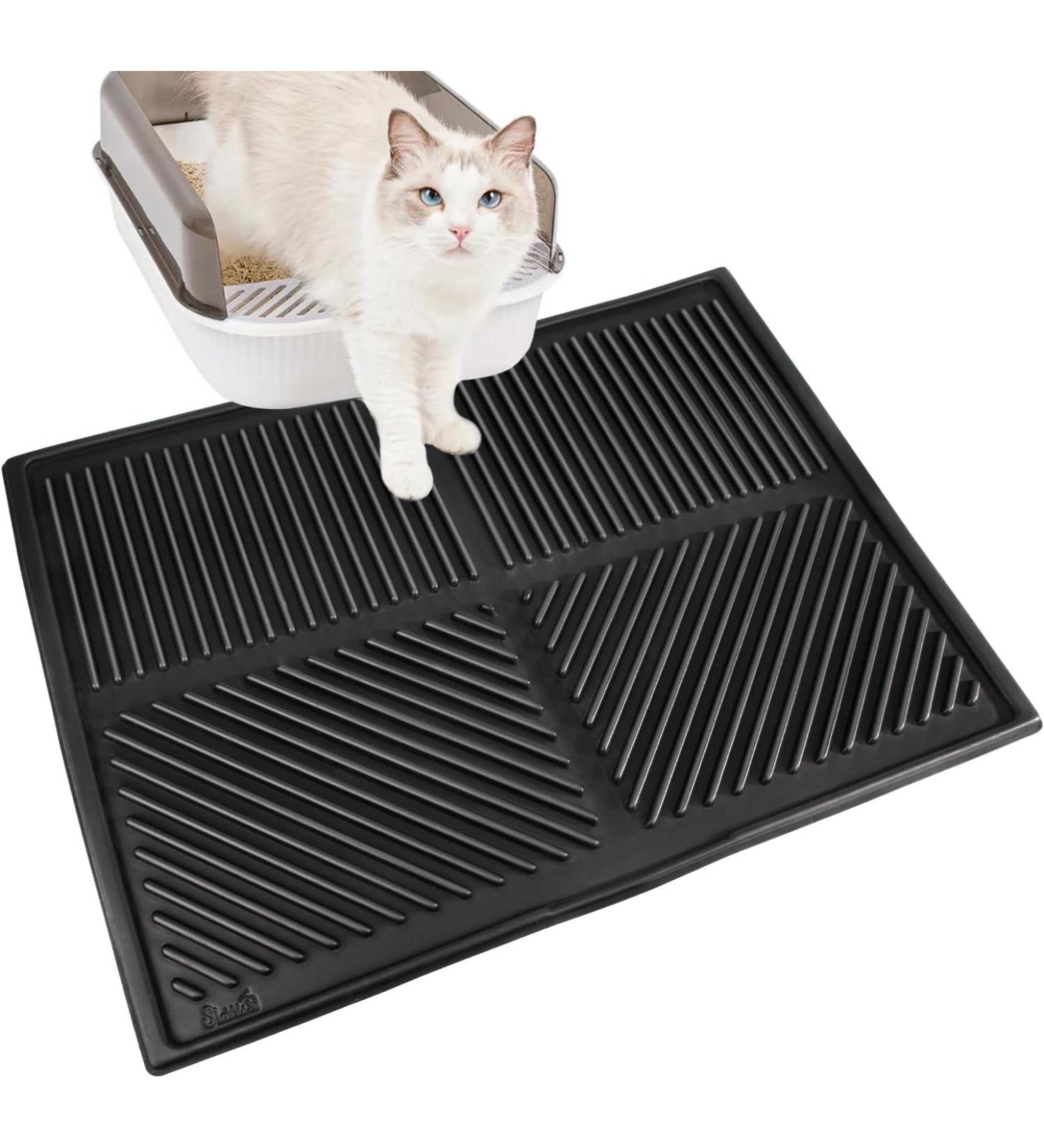 Eyein Waterproof Cat Litter Mat - 80x60cm Black - Urine Proof & Easy to Clean Litter Box Mat with Scatter Control - Non-Slip & Washable Kitty Litter Rug - Buy Online on SooperMarket.com