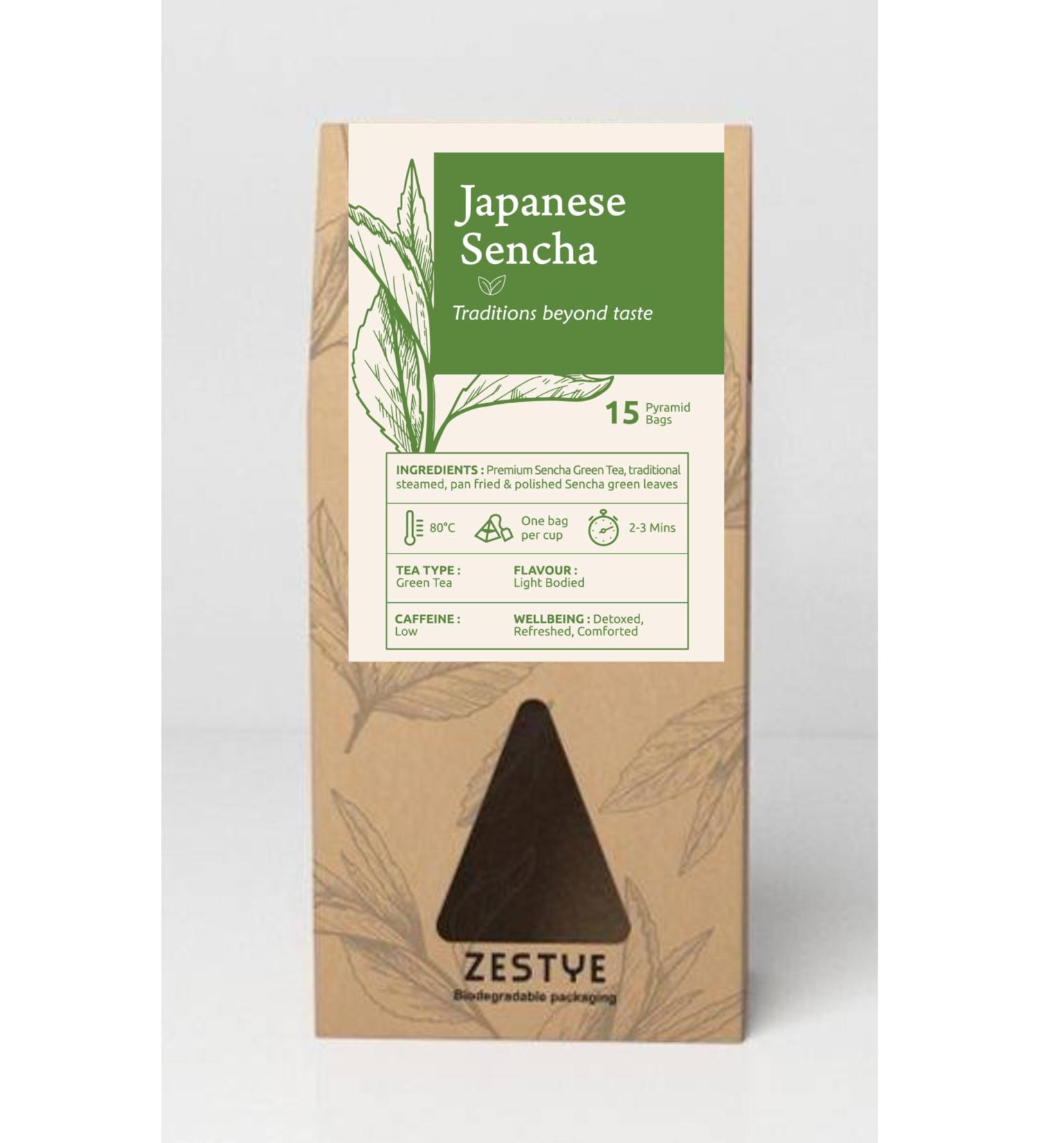 Japanese Sencha Green Tea - 15 Pyramid Tea bags (Pack of 3 - Total 45 bags) - Buy Online on SooperMarket.com