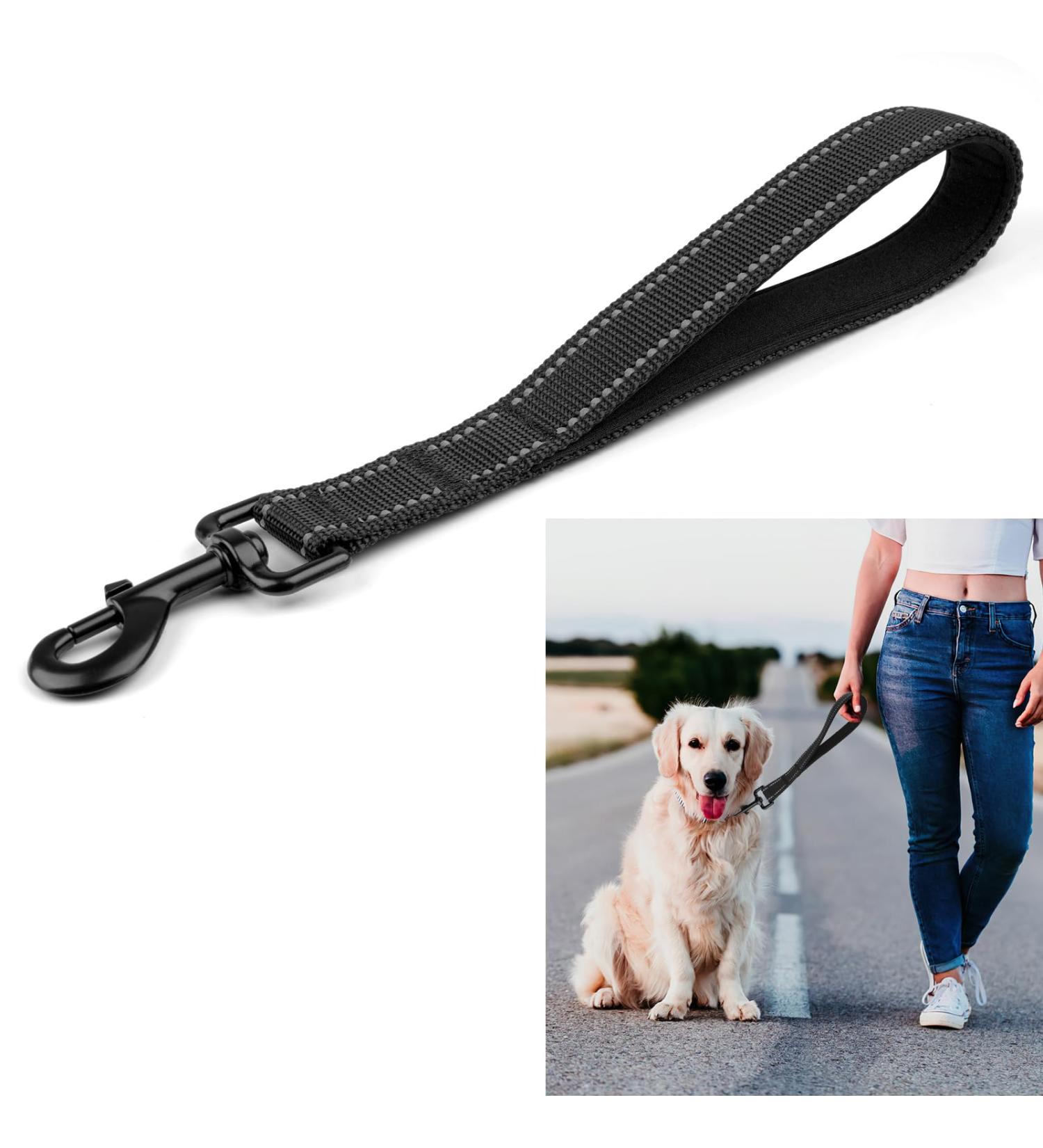 Short Dog Leash with Padded Handle | Reflective Nylon for All Dog Sizes | 32cm Training Leash - Buy Online on SooperMarket.com