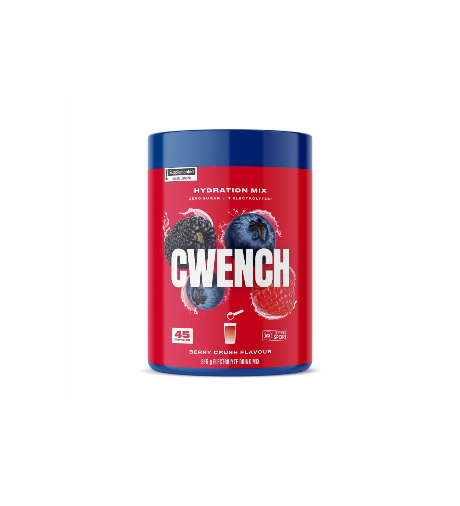 Cwench Hydration Electrolytes Mix with Magnesium Berry Crush No Sugar Keto Drink Mix Water Enhancer Powder with Celtic Salt 45 Servings 315g Berry Crush 45 Servings - Buy Online on SooperMarket.com