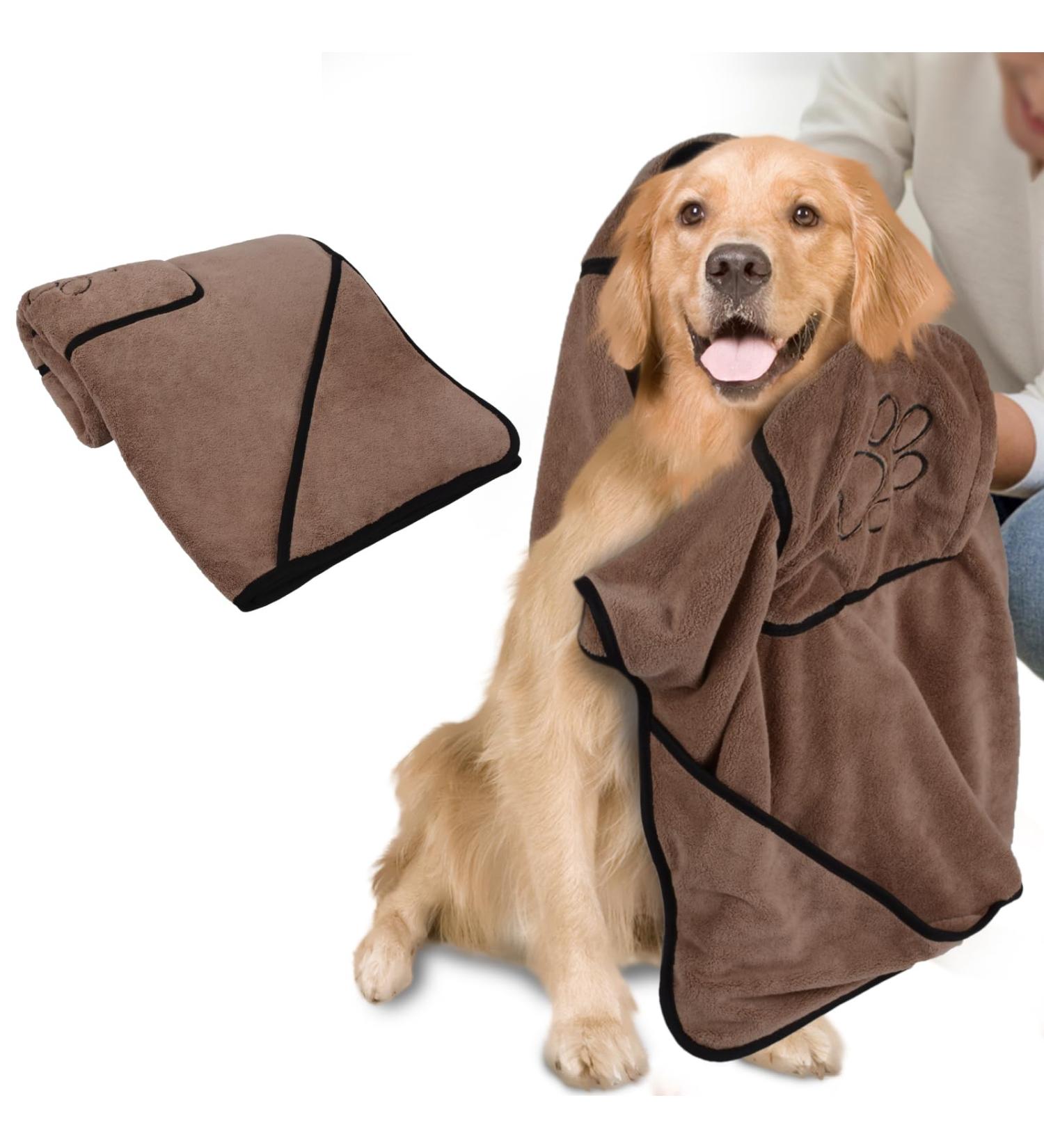 KinHwa Super Absorbent Microfiber Pet Towel for Dogs & Cats - 76CM x 127CM Dark Brown - Buy Online on SooperMarket.com