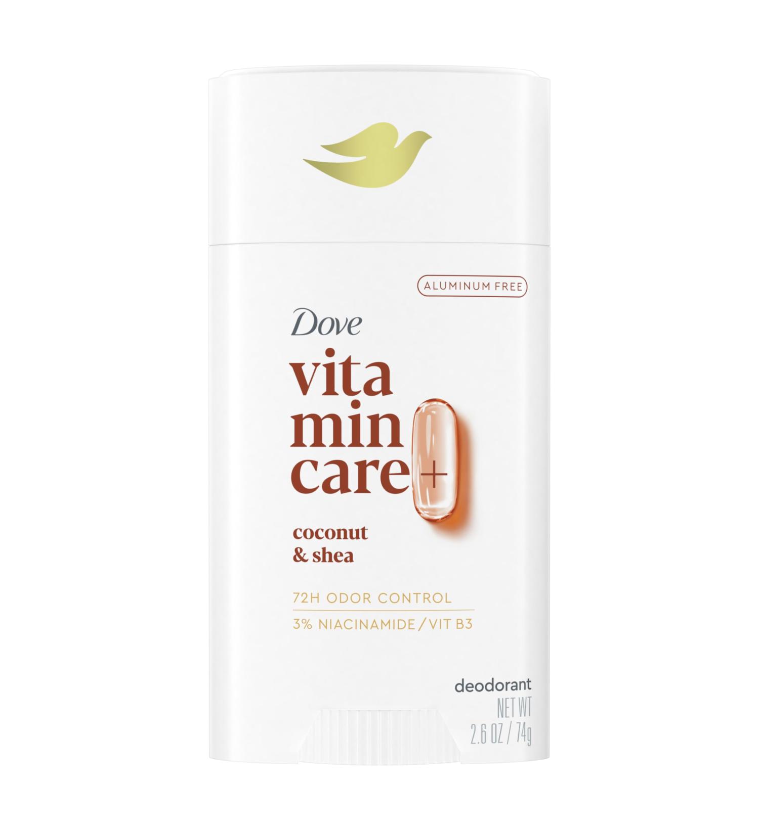 Dove VitaminCare+ Aluminum Free Deodorant Stick for 72H Odor Protection Coconut & Shea Breathable Deodorant for Women 2.6 oz Coconut + Shea 2.6 Ounce (Pack of 1) - Buy Online on SooperMarket.com