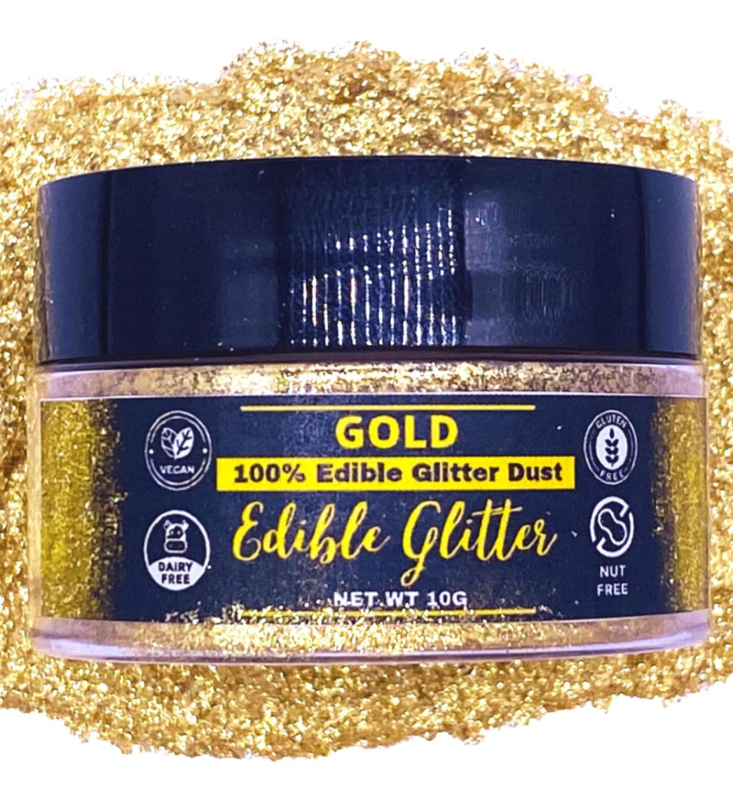 BULK-10G Edible Glitter and Gold Dust for Drinks and Cake Decorating - Vegan, Dairy-Free, 100% Food Safe - Buy Online on SooperMarket.com