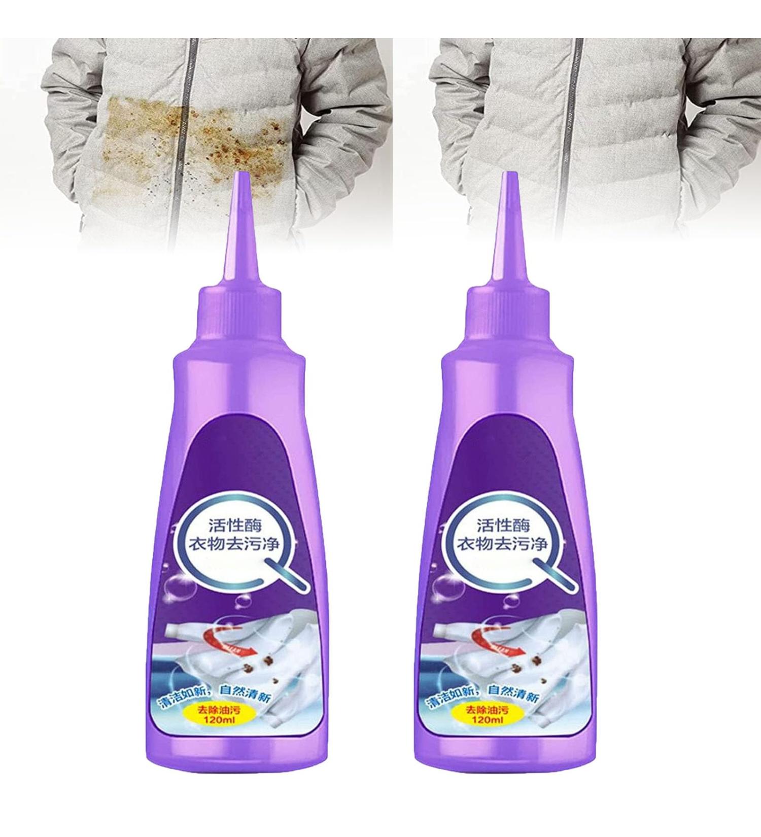 Xebular 1/2PCS Active Enzyme Clothing Stain Remover Oil Stain Remover Clothes Stain Remover For White Clothes Stain Remover For Clothes Liquid Detergent For Most Types Of Clothes (B-2PCS) - Buy Online on SooperMarket.com