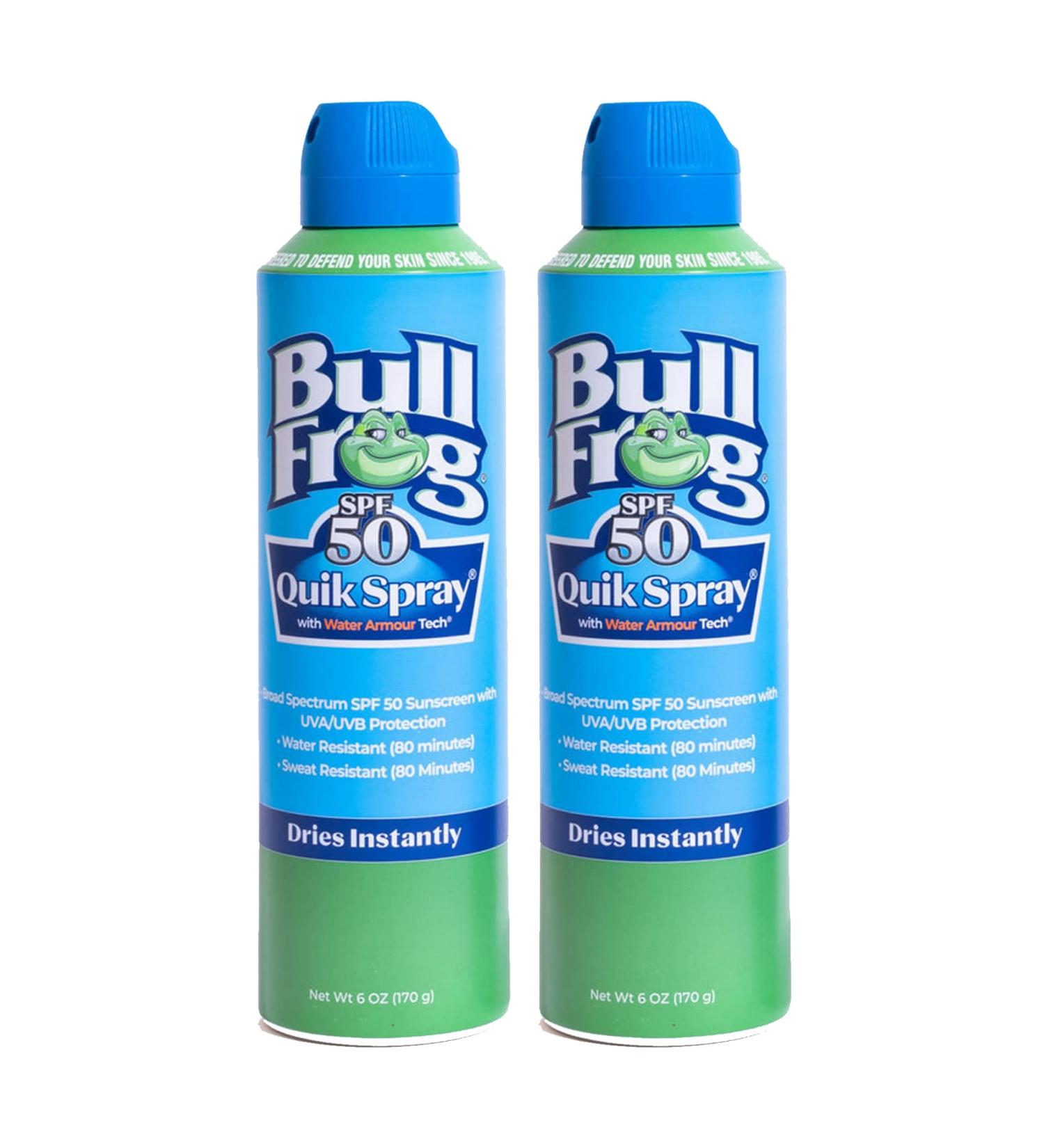 Bullfrog Quik Spray Sunscreen SPF 50 | Oxybenzone & Octinoxate Free | Broad Spectrum UVA/UVB Protection | 2 Pack - Buy Online on SooperMarket.com