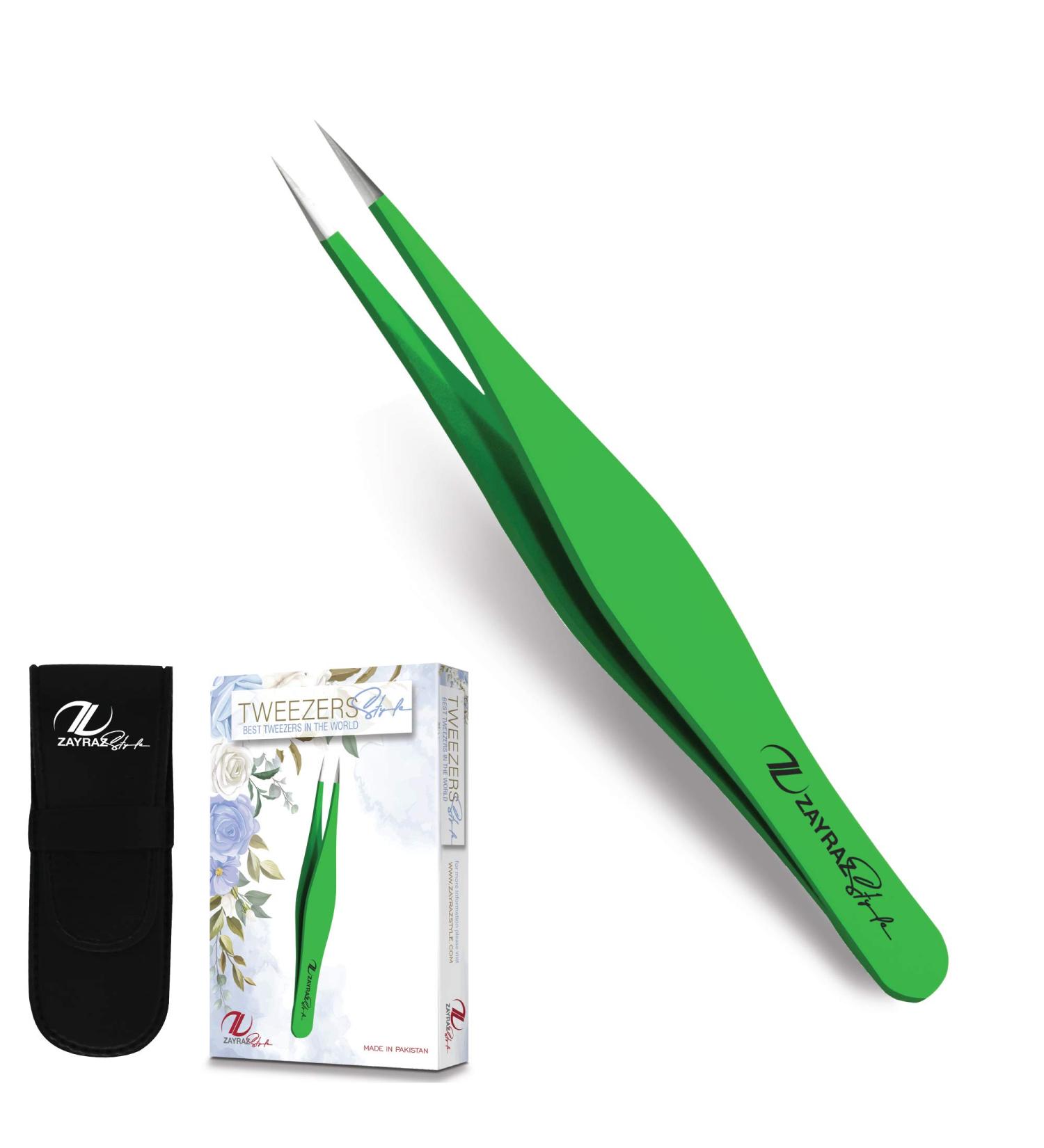 Surgical Tweezers for Ingrown Hair Removal - Precision Needle Nose Pointed Tweezers for Splinters, Ticks, Glass - Ideal for Eyebrow & Facial Hair - Green - Buy Online on SooperMarket.com