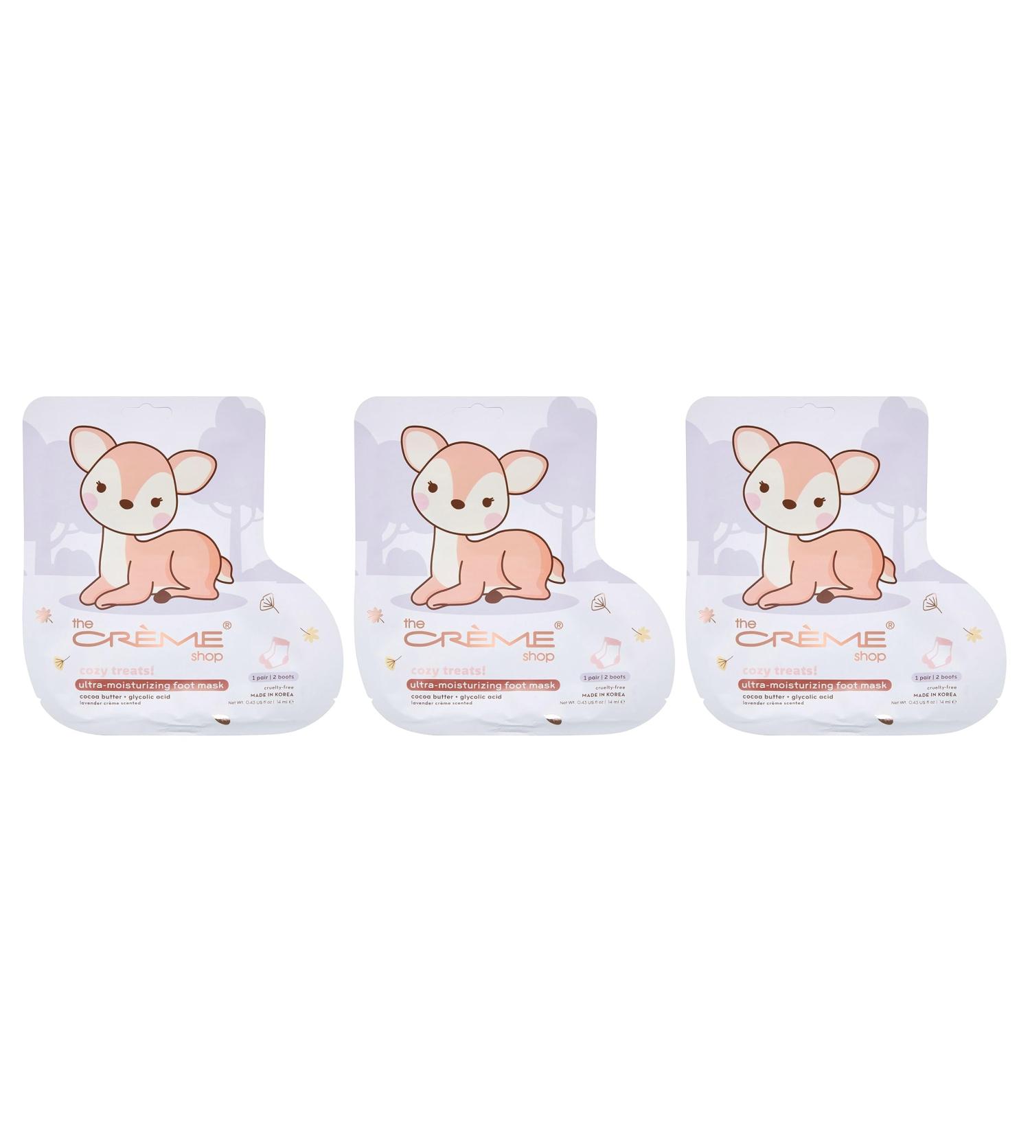 Moisturizing Foot Mask Set | The Cr me Shop Cozy Treats | Deep Hydration with Shea Butter & Glycolic Acid | Silky-Smooth Feet - Pack of 3 - Buy Online on SooperMarket.com