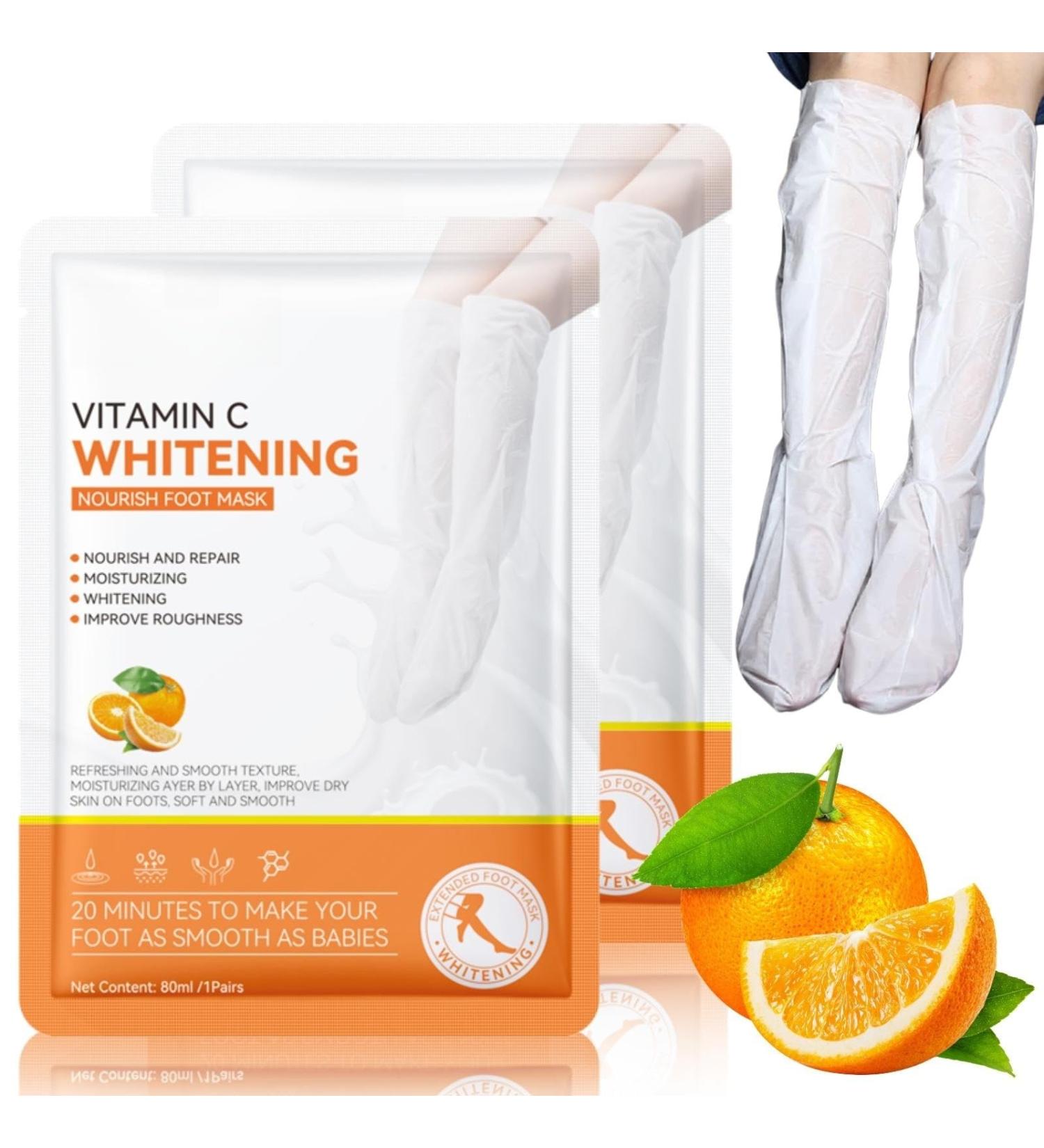 TBeautfave Foot Peel Mask 2 Pack Exfoliating Foot Mask Vitamin C Moisturizing Socks Feet Hard Skin Remover Feet Peeling Socks Whitening and Nourishing Foot Mask Foot Care Extra Long Foot Mask - Buy Online on SooperMarket.com