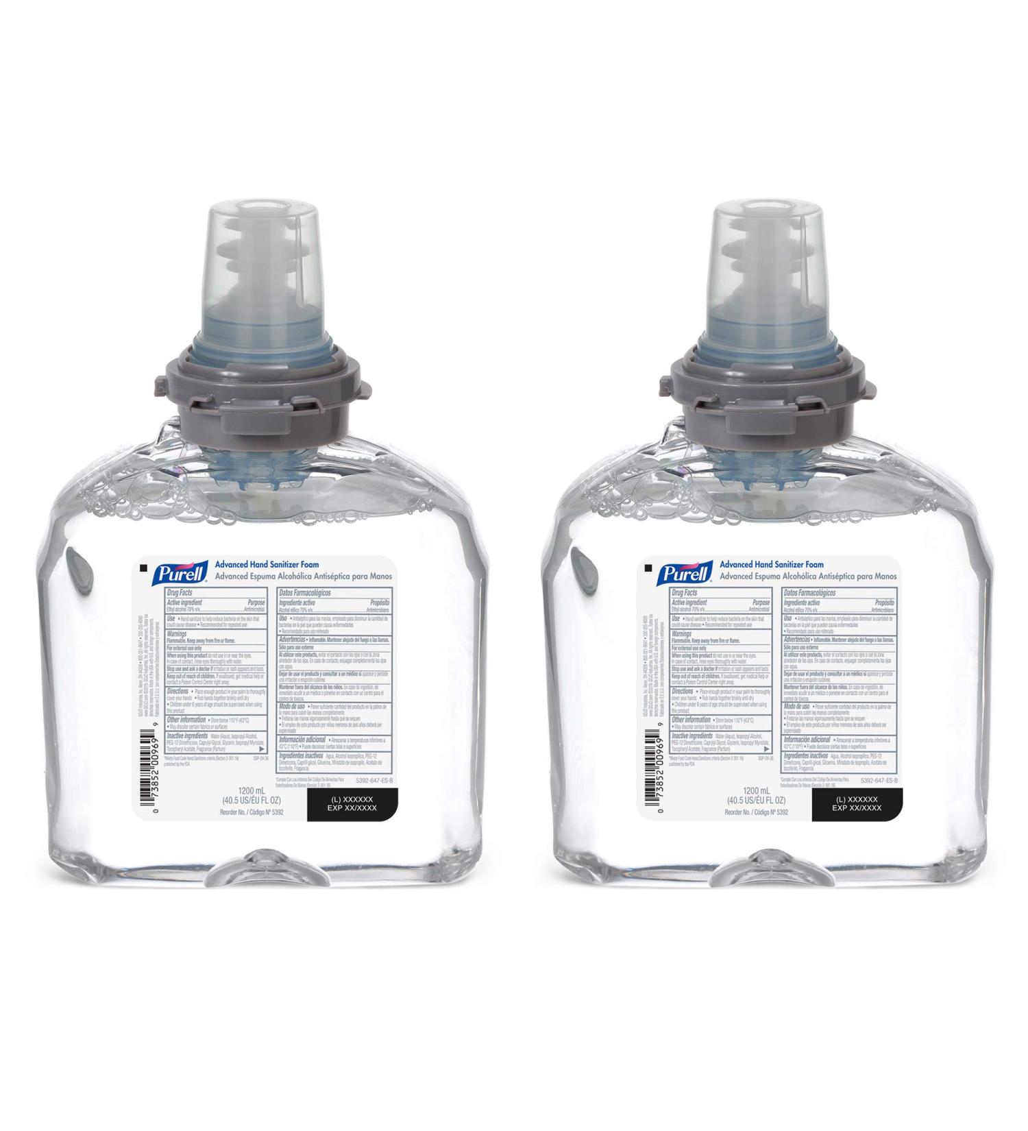 PURELL Advanced Hand Sanitizer Foam Refill for TFX Dispenser 1200 mL - Pack of 2 - Buy Online on SooperMarket.com