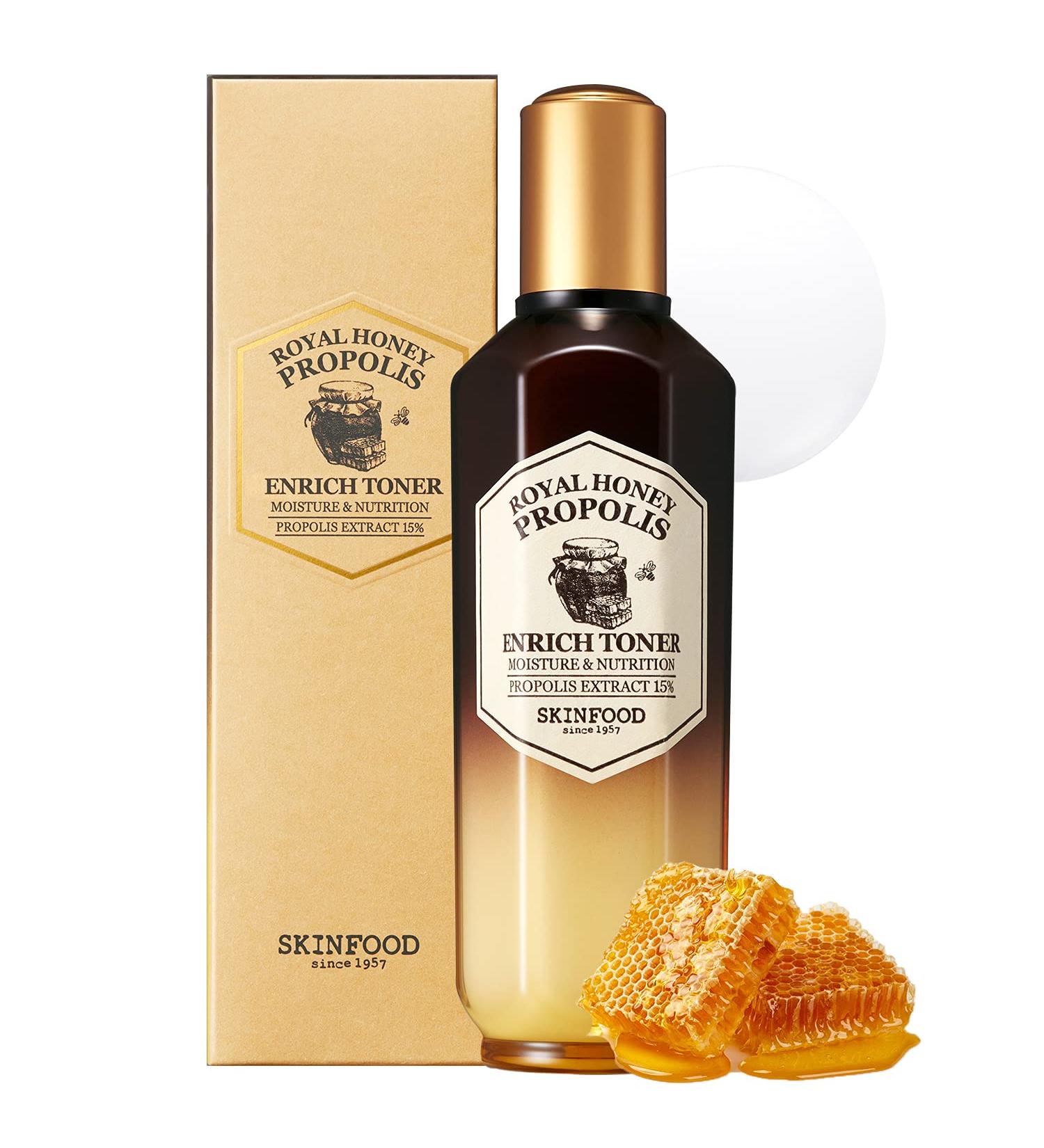 SKINFOOD Royal Honey Propolis Enrich Toner 160ml - Hydrating Facial Toner with Honey Extracts for Anti-Aging and Skin Nourishment - Buy Online on SooperMarket.com
