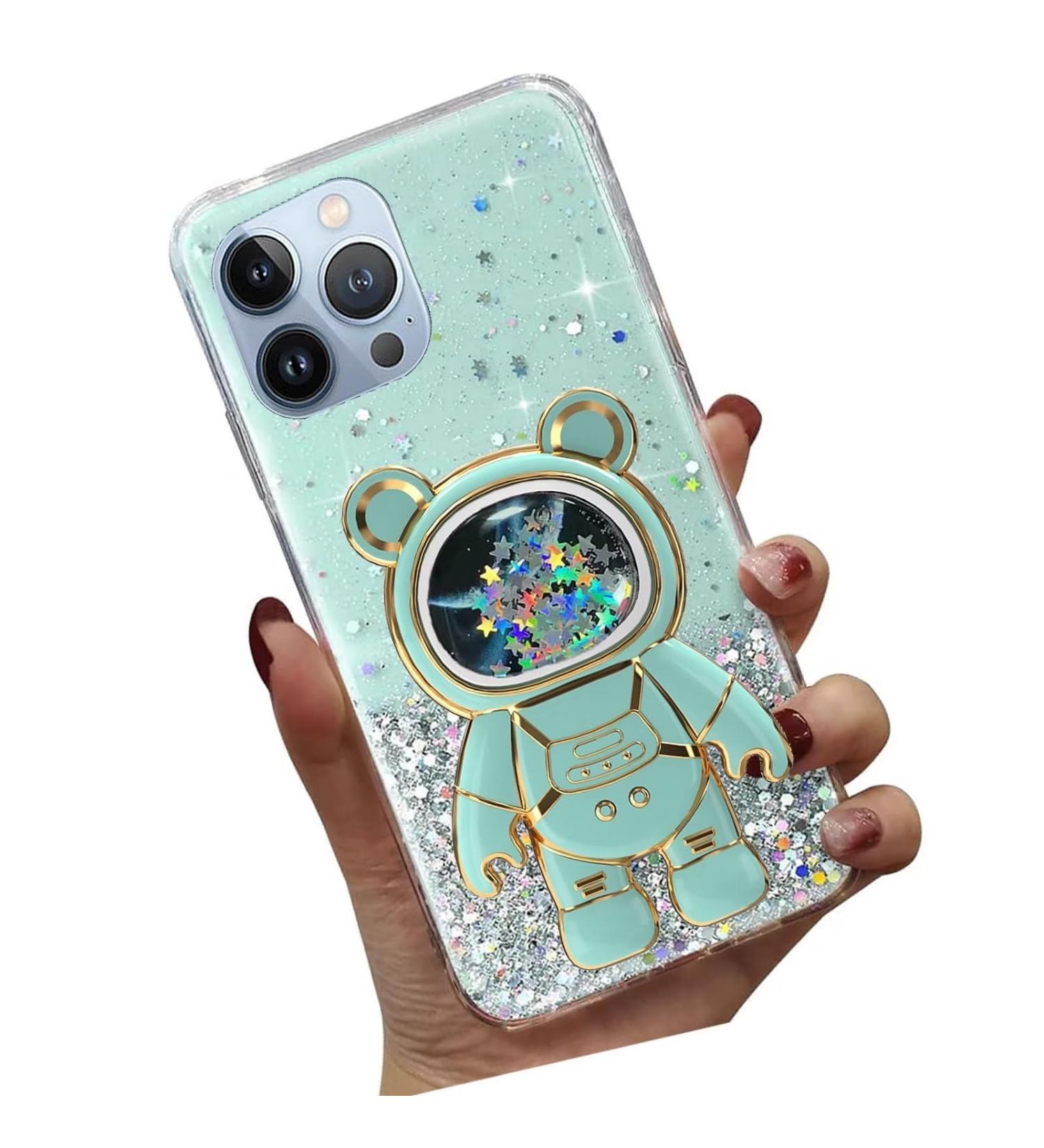 Tivenfezk Nadoli iPhone 15 Pro Case | Glitter Astronaut Stand Soft Silicone Bling | International Shipping Available - Buy Online on SooperMarket.com