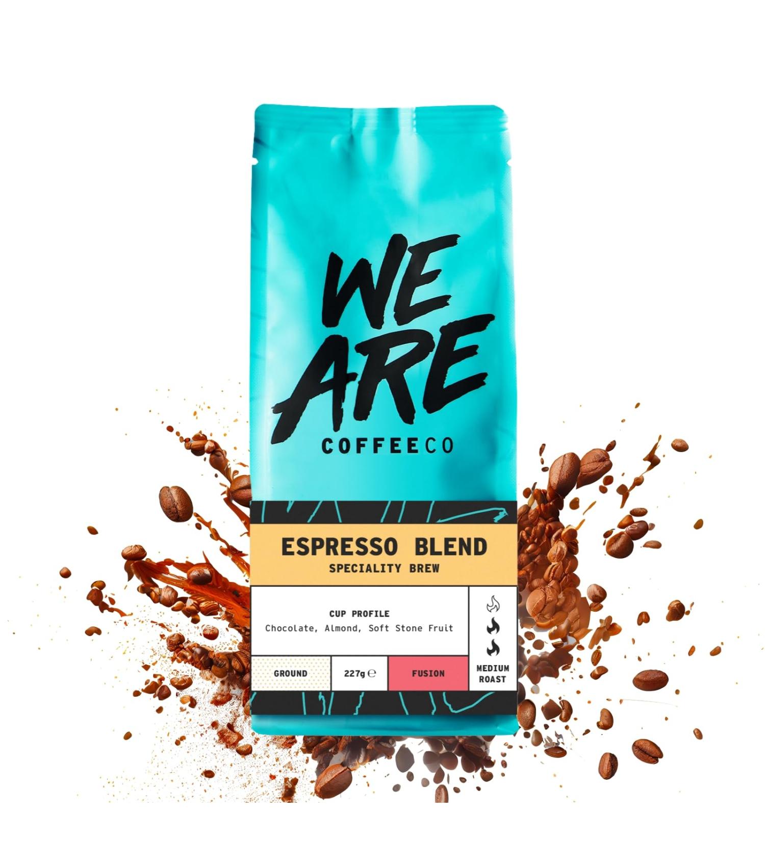Coffee Ground 227g Bag Espresso Blend Ground Coffee Chocolate Nuts & Fruits Notes 100% Arabica & Robusta Medium Roast Speciality Freshly Roasted (We Are Coffee Co) - Buy Online on SooperMarket.com