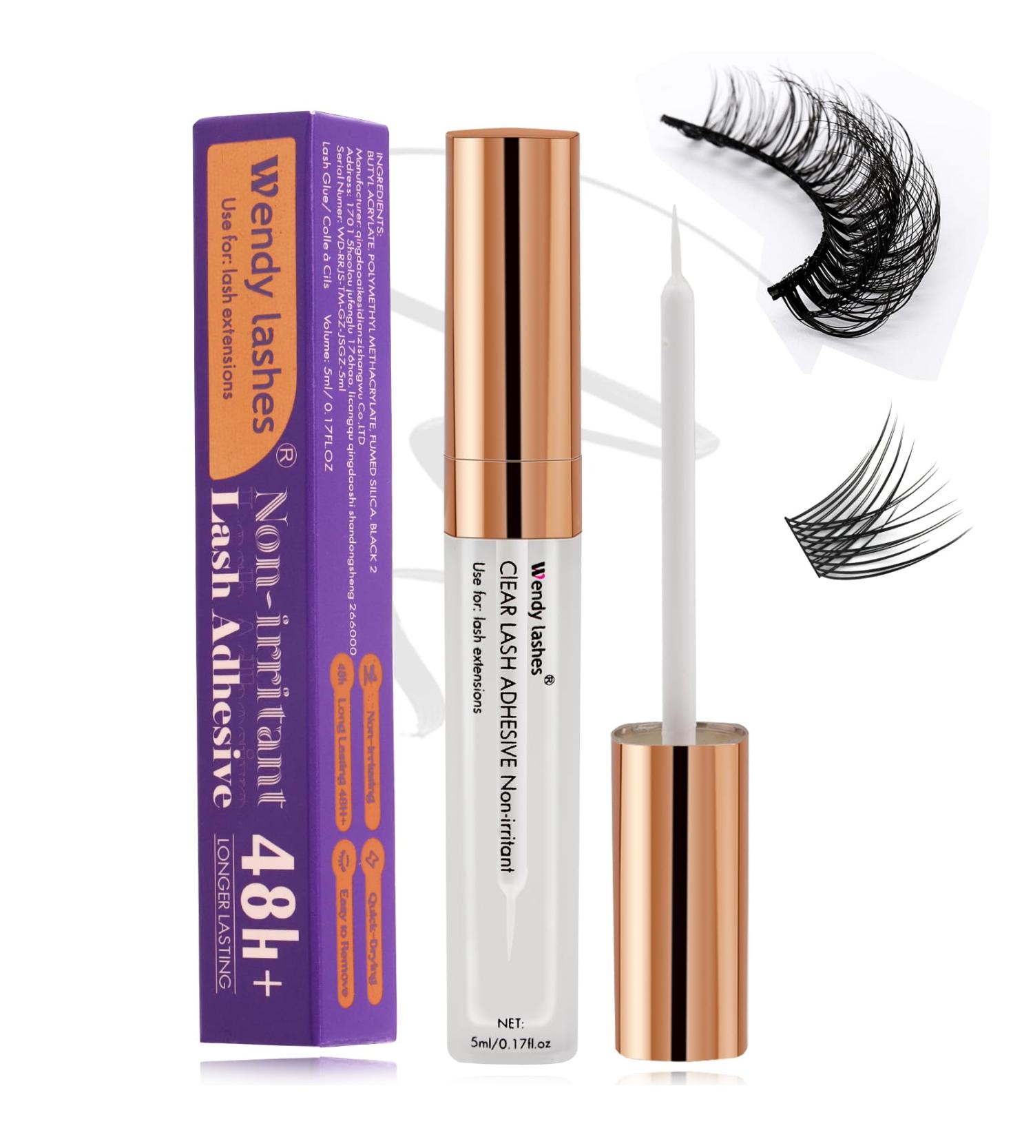 Premium Lash Glue - Fast Drying Clear Adhesive for Cluster & Strip Eyelash Extensions (5ML) - Strong Hold & Sensitive Formula - Buy Online on SooperMarket.com