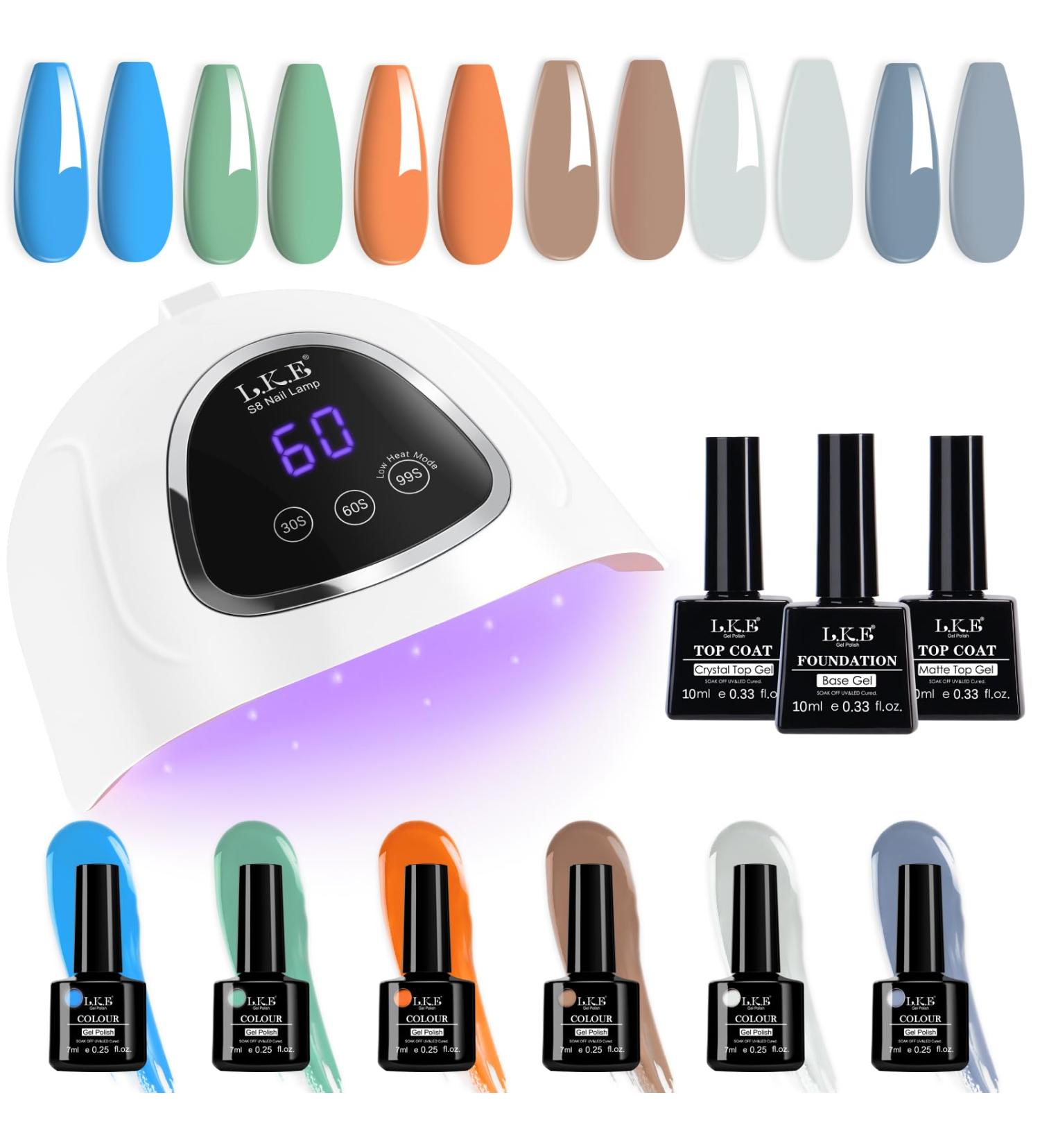 Gel Nail Polish Kit with 72W UV Lamp | Macaron Colors | Glossy & Matte Finish | Manicure DIY Set - Buy Online on SooperMarket.com