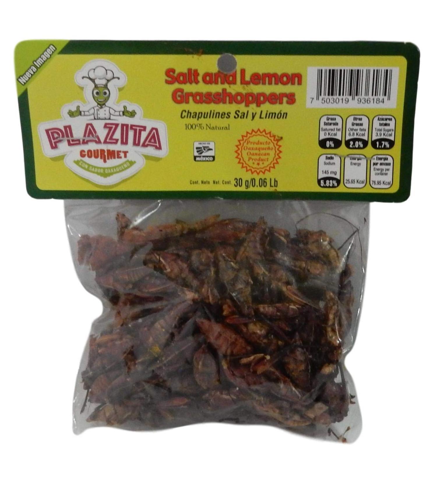 Chapulines Oaxaca (grasshoppers) - Gourmet edible insects from Oaxaca Mexico 30 G - 1.06 Oz (Salt and Lemon)
