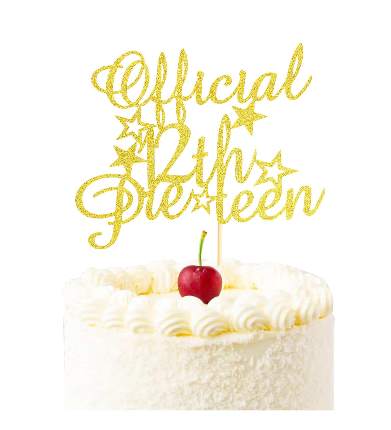 Arthsdite Official 12 Pre-teen Cake Topper Happy 12th Birthday Cake Decorations Cheers to 12 Year Old Birthday Party Decoration Supply - Gold Glitter - Buy Online on SooperMarket.com
