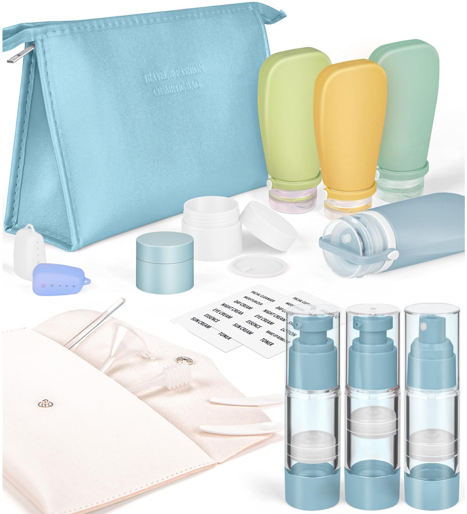 Noideeer 19 Partial Travel Bottles Set - TSA Approved Refillable Silicone Shampoo Conditioner & Lotion Storage - Express Design for International Shipping - Buy Online on SooperMarket.com