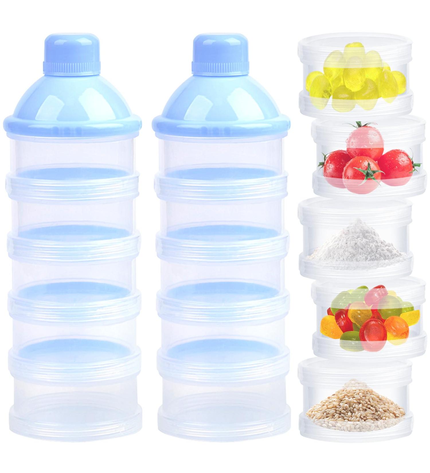 WOWOSS Portable Formula Dispenser - 2 Pcs Non-Spill Milk Powder Storage Container for Travel - 4 Layer Pot for Kids - Outdoor Friendly - Buy Online on SooperMarket.com