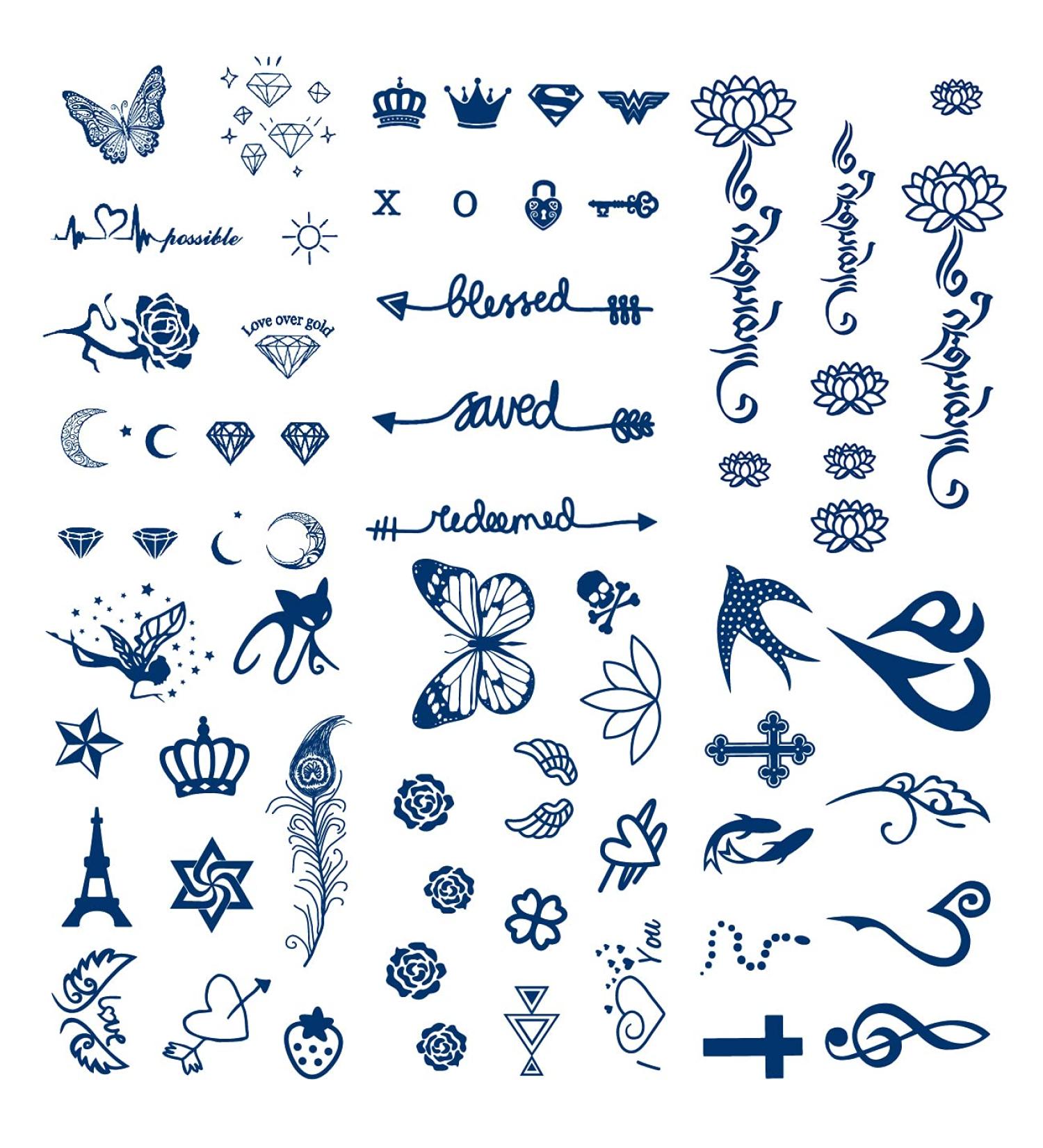 Semi Permanent Tattoos  6-Sheet 2 Weeks Long Last Waterproof Small Cute Tattoos  100% Plant-Based Ink Infinity Realistic Tattoos Sticker for Adult Children Tiny