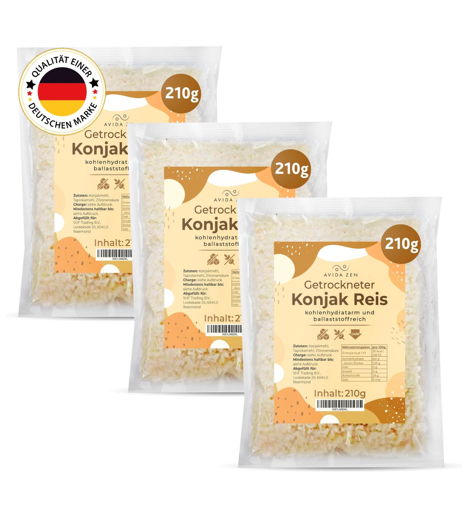 Konjak Rice - Zero Carb & Low-Calorie Shirataki Rice | Gluten-Free Vegan Keto-Friendly | 3x210g Fiber Kingdom - Buy Online on SooperMarket.com