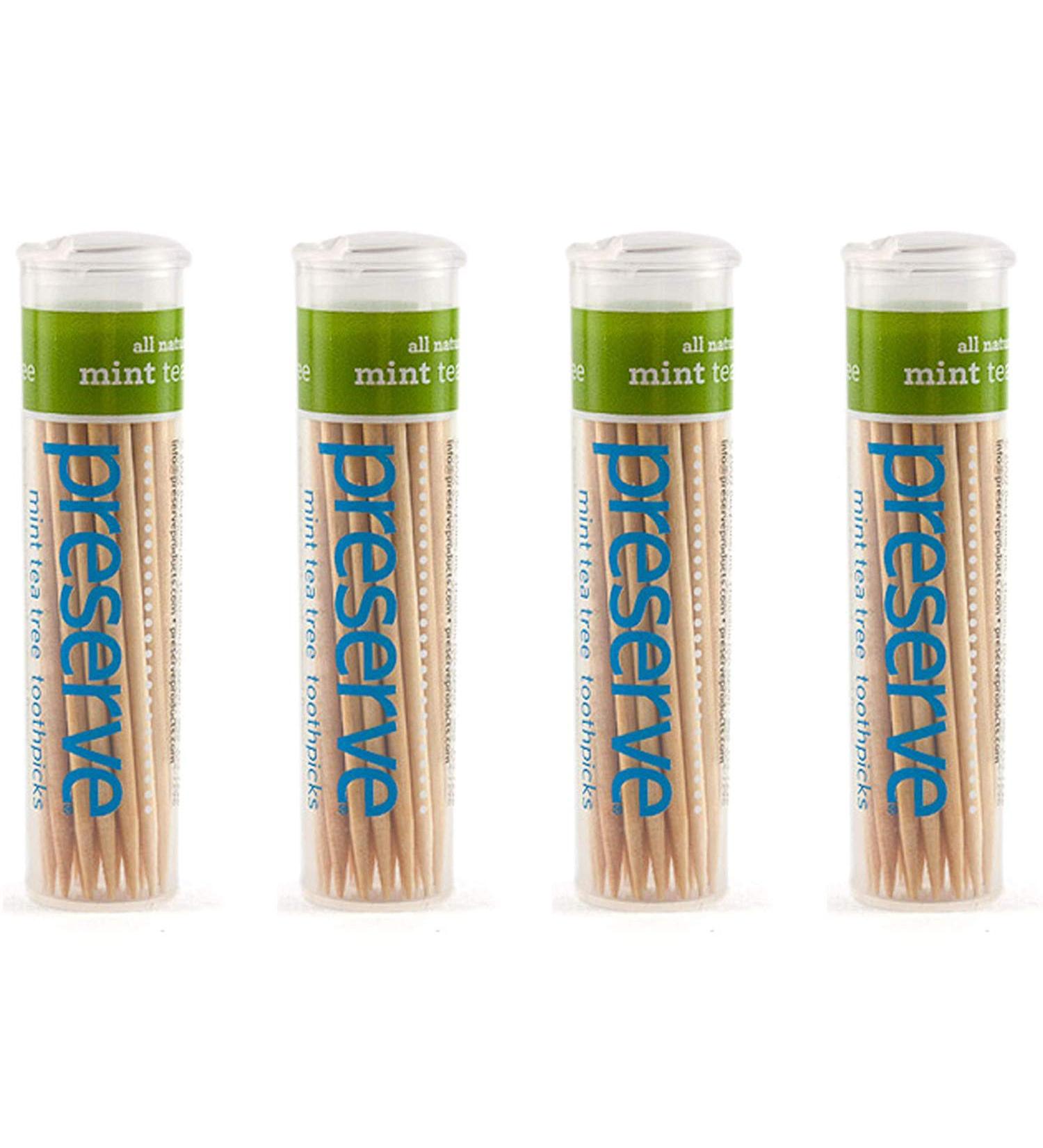 Preserve Mint Tea Tree Toothpicks - Set of 4 | Natural Dental Care Essentials - Buy Online on SooperMarket.com