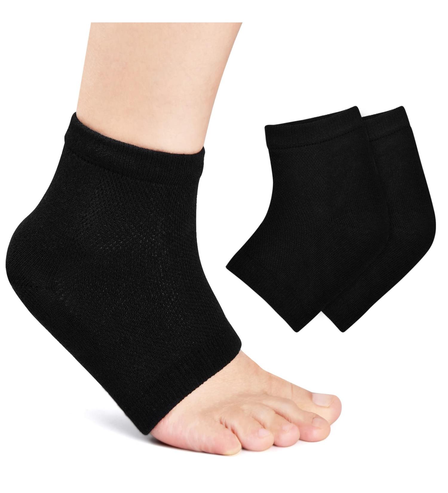 Naapesi Gel Heel Socks - Moisturizing Foot Care Spa Socks for Dry Cracks & Plantar Fasciitis - Open Toe Soft & Ventilated Black - Buy Online on SooperMarket.com