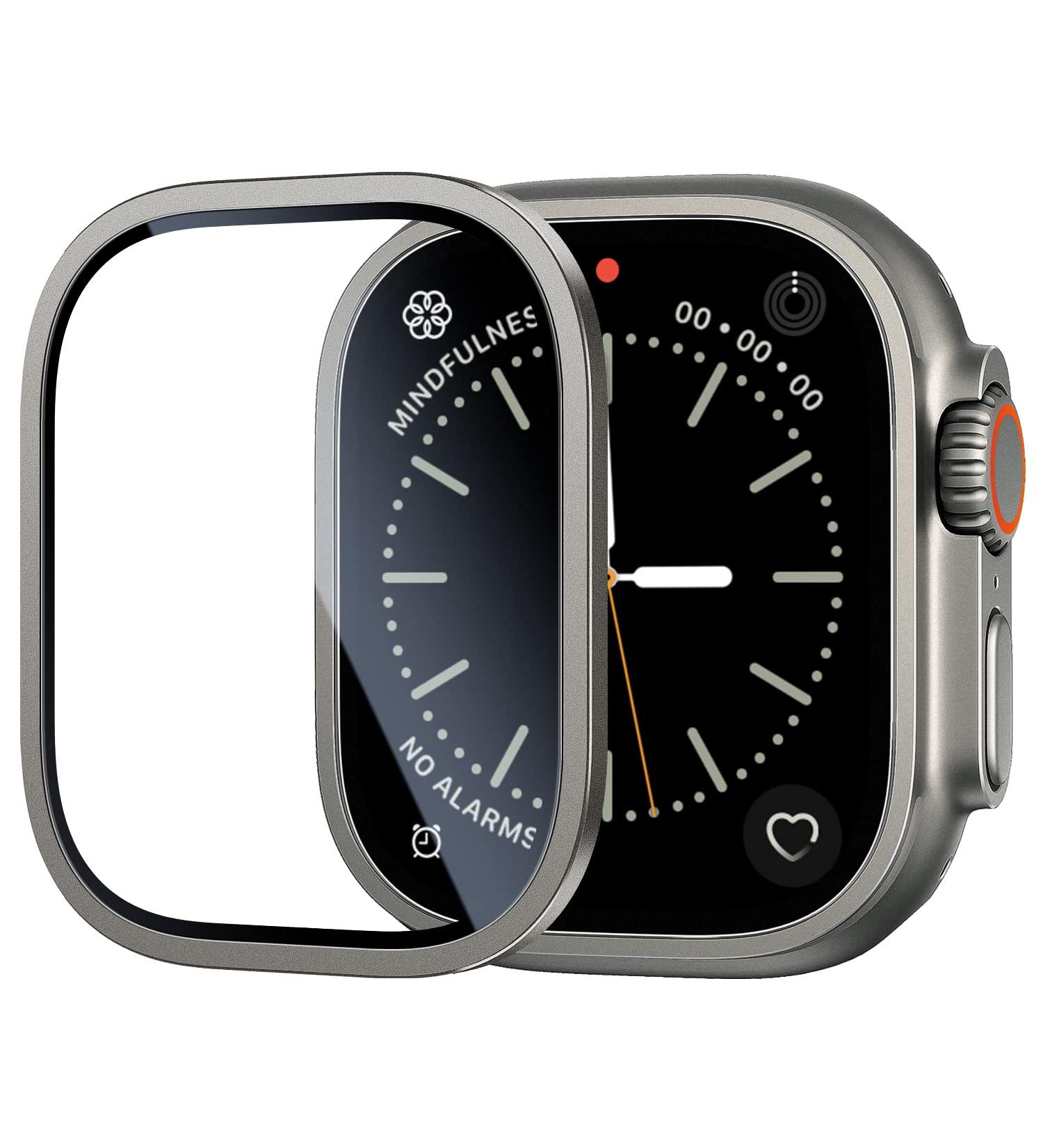 BAZO Apple Watch Ultra Screen Protector - 49mm Titanium Frame with 9H Tempered Glass - Buy Online on SooperMarket.com