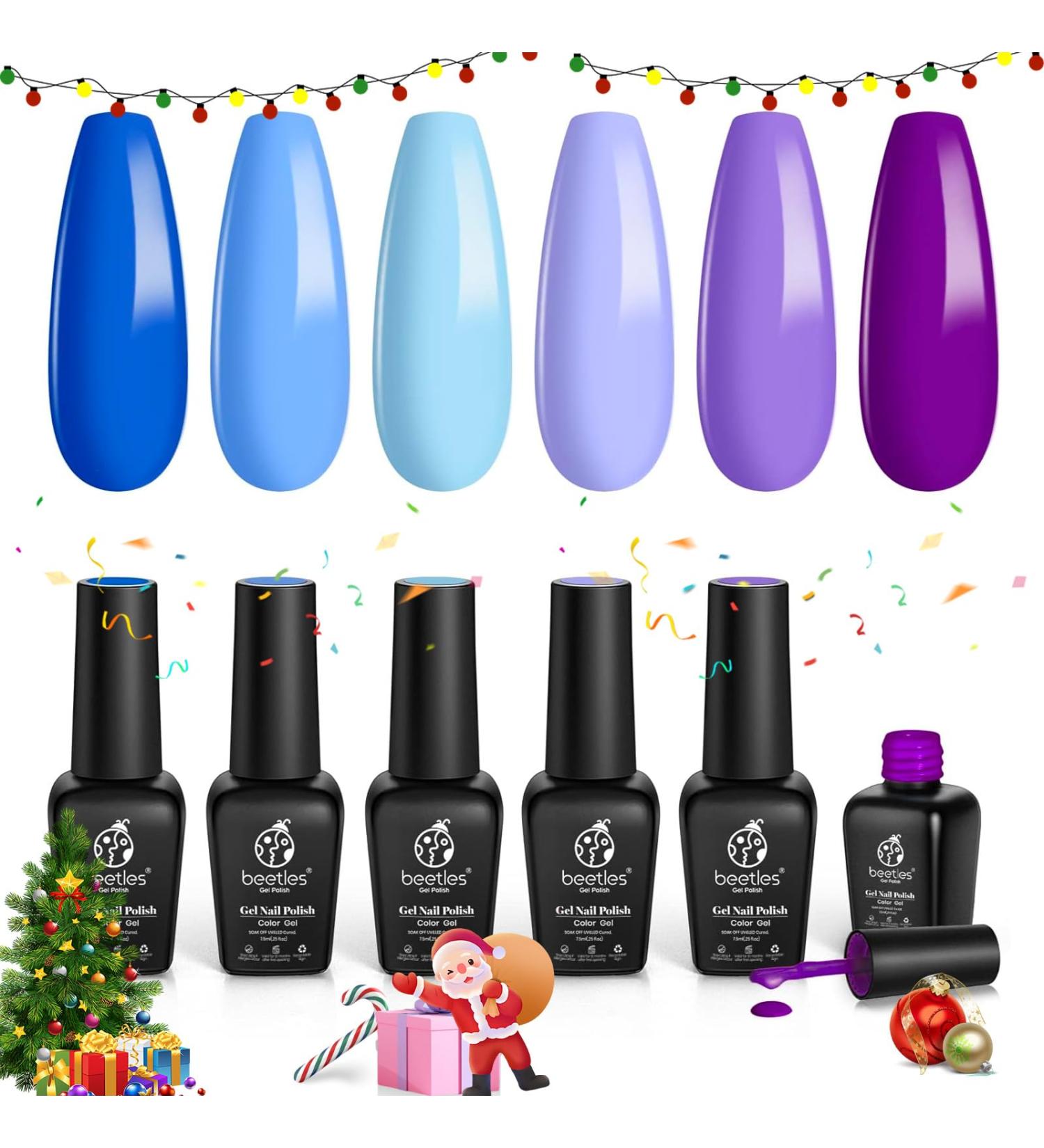 Beetles Blue Purple Gel Nail Polish Set - 6 Pcs Aquamarine Mermaid Gel Polish | Soak Off UV LED, Base & Top Coat | Salon Quality Starter Kit | Mother's Day Gifts - Buy Online on SooperMarket.com