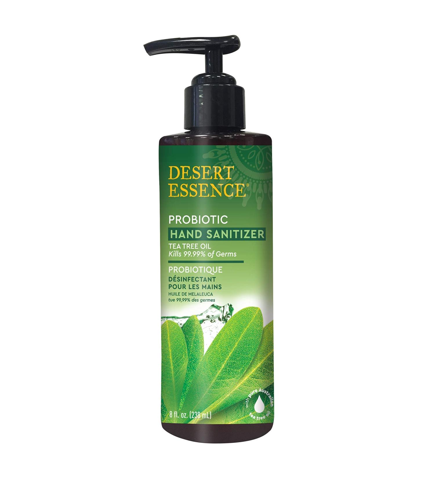 Desert Essence Probiotic Hand Sanitizer - Tea Tree Oil - 8 Fl Ounce - Soft & Moisturized - Elderberry & Echinacea - Fresh Scent