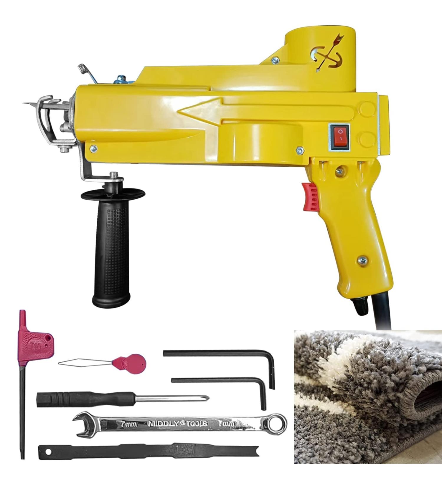 ZIOKOK Tufting Gun - 2-in-1 Electric Carpet Rug Weaving Machine Starter Kit - Yellow - Buy Online on SooperMarket.com