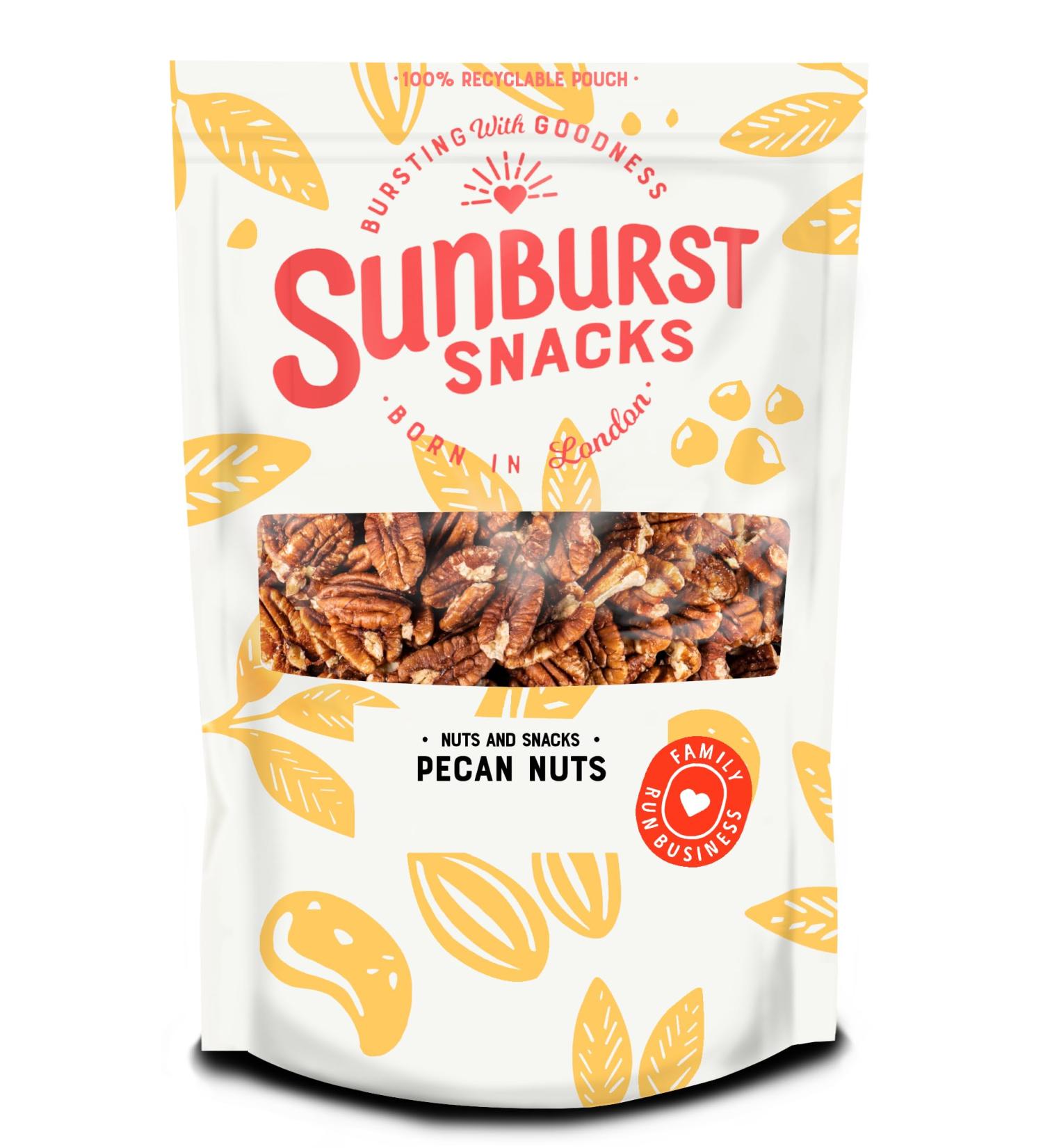Sunburst Raw Whole Mammoth Pecan Nuts GMO Free Resealable & Recyclable Pouch 500g - Buy Online on SooperMarket.com