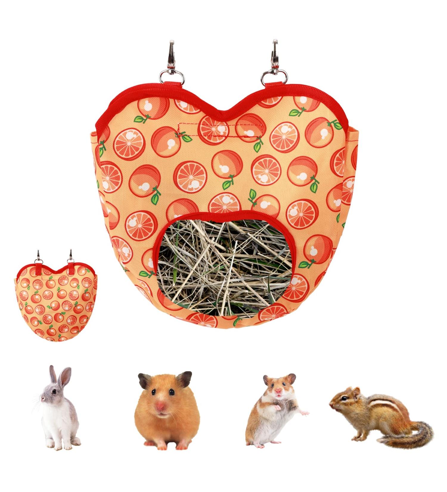 Rabbit Hay Feeder Guinea Pig Hay Rack Manger Holder Hanging Feeding Storage Made of Oxford Cloth For Rabbits Guinea Pigs Ferrets and Other Small Animals (Orange) - Buy Online on SooperMarket.com