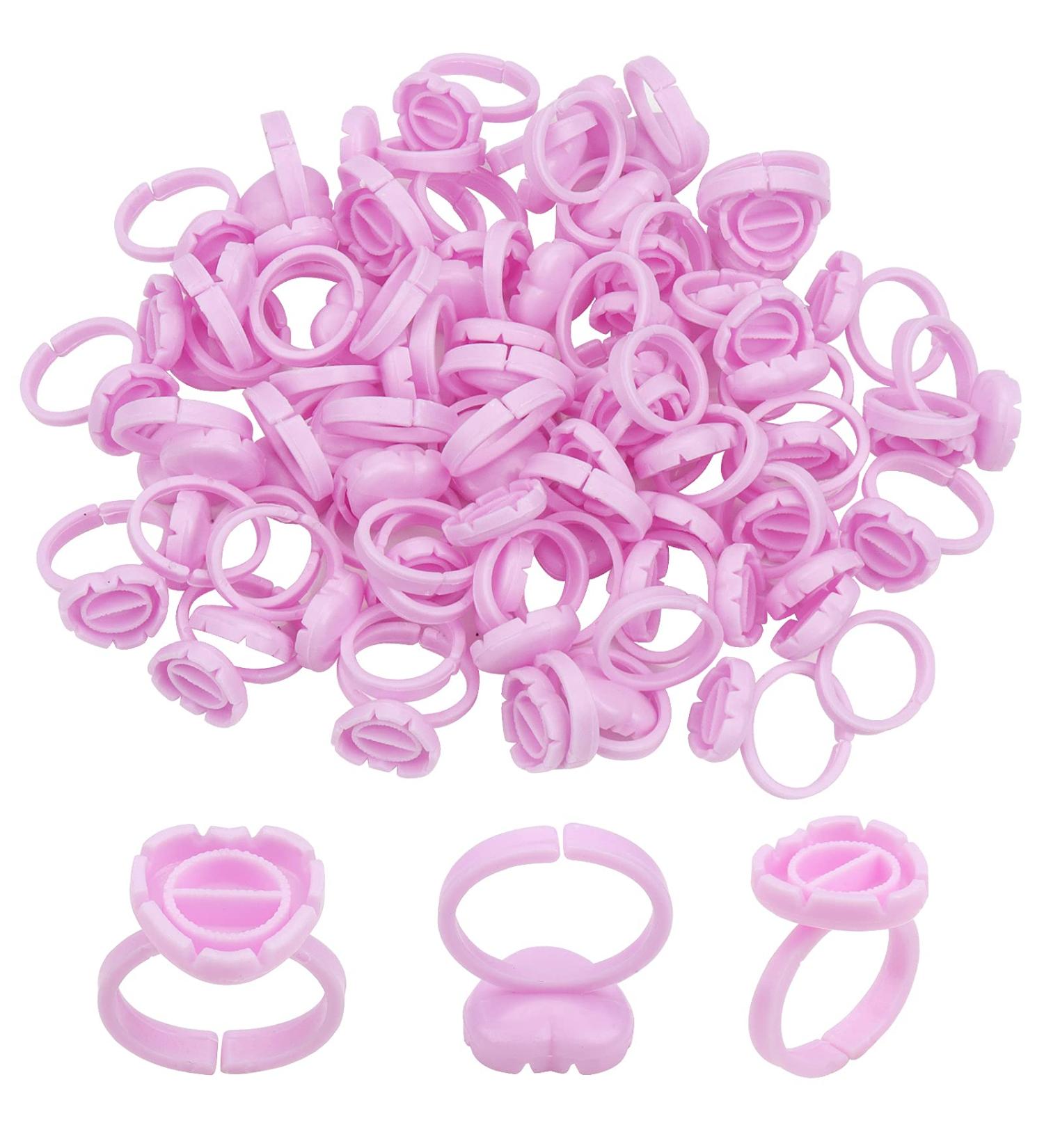 200 PCS Disposable Plastic Glue Cup Rings | 2 Slots - Purple | For Lash Tattoo Nail Art Pigment Eyelash Extension Palette - Beauty Tool Bulk - Buy Online on SooperMarket.com