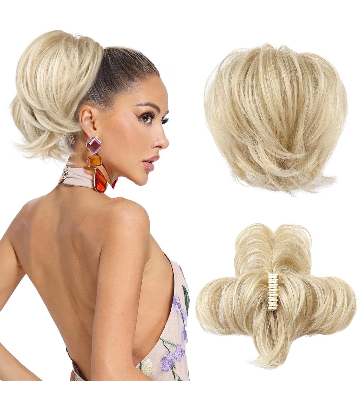 REECHO Blonde Messy Bun Hair Piece with Claw Clip for Women - Short Ponytail Extension with Bendable Metal Wire - Buy Online on SooperMarket.com
