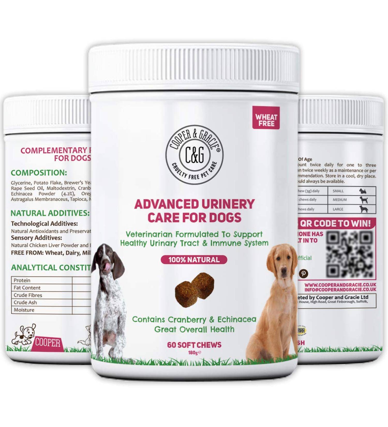 Dog Urinary Health Supplements 60 Soft Chews | Antibiotic Remedy | Stimulates Immune System & Maintains Overall Health | Cranberry & Echinacea | Wheat Free | Veterinarian Formulated Dog Urinary Care - Buy Online on SooperMarket.com