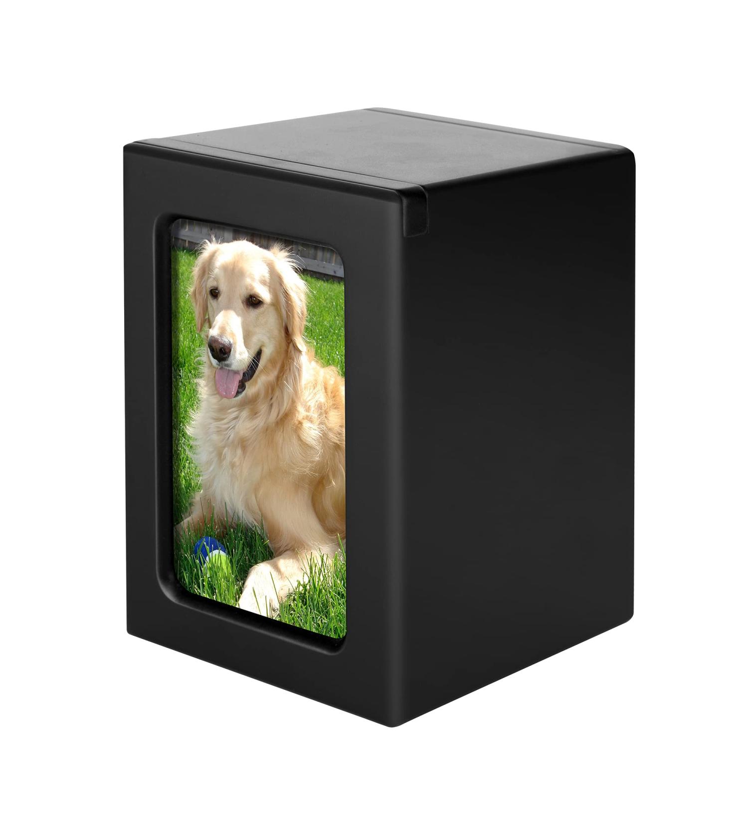 NEWDREAM Dog Urns for Ashes - Wood Keepsake Memorial Pet Ashes Photo Box in Black - Buy Online on SooperMarket.com