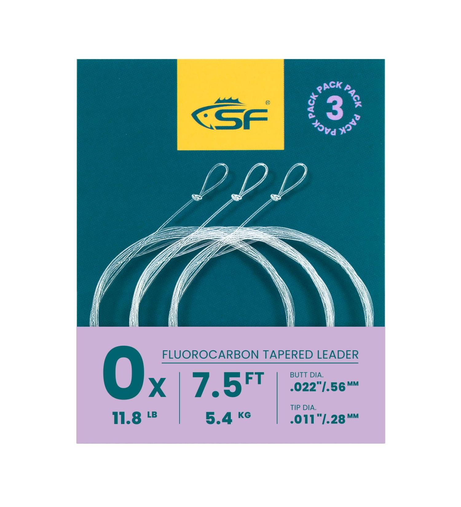 Buy SF 3 Pack Pre-Bound Loop-Fly Fishing Leaders - Conical Fluorocarbon 2.5m & 2.9m 7.5ft-0X - International Shipping Available - Buy Online on SooperMarket.com